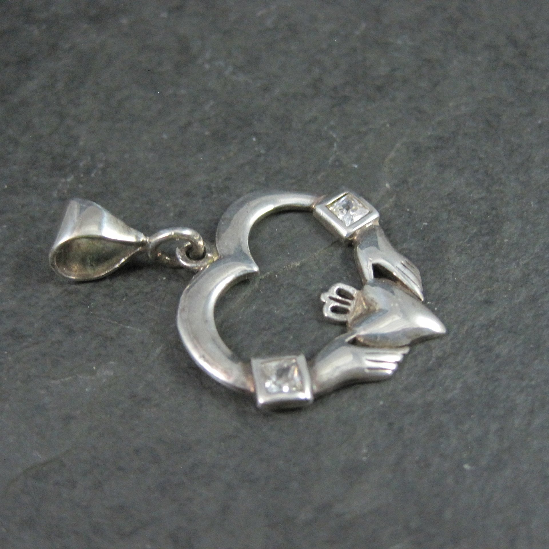 Estate Sterling Claddagh Heart Pendant