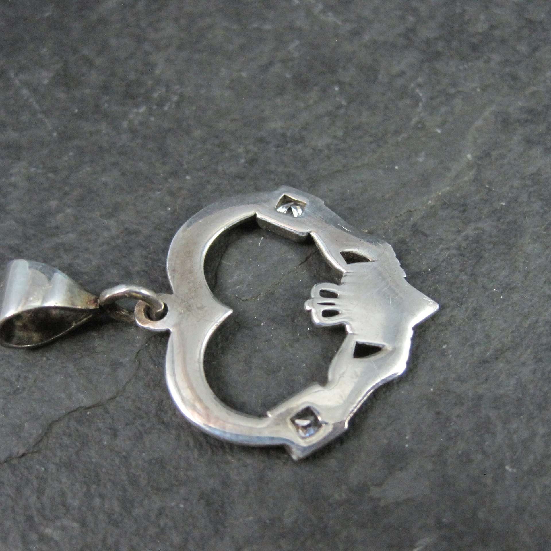 Estate Sterling Claddagh Heart Pendant