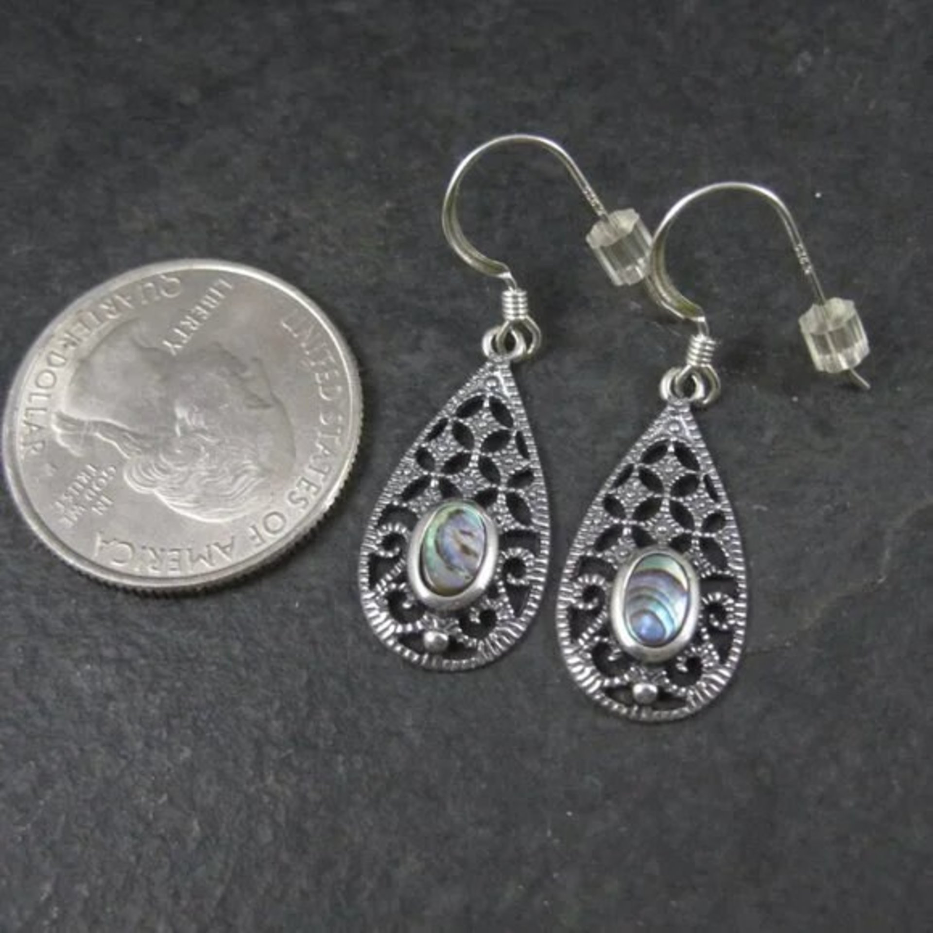 Filigree Sterling Abalone Earrings