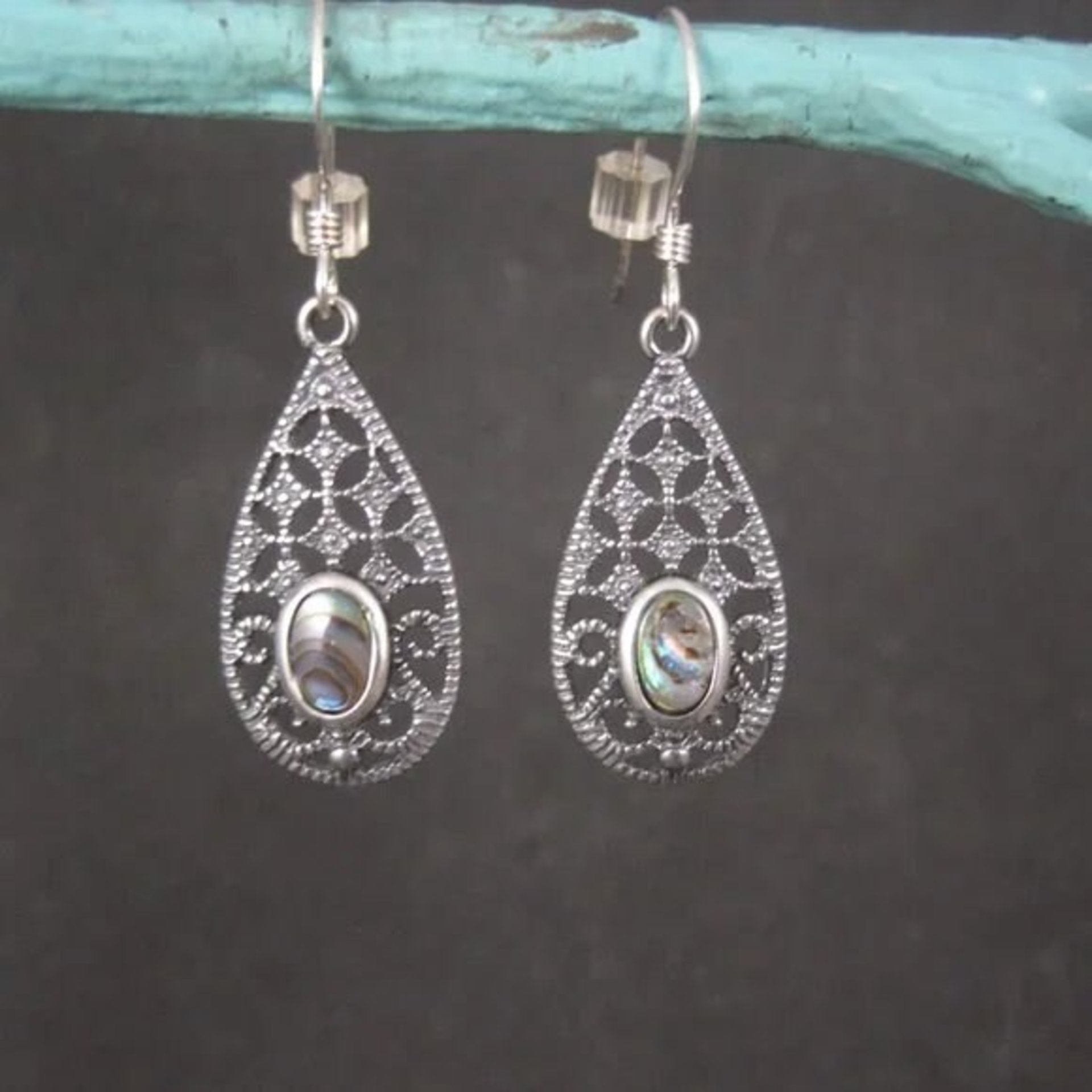 Filigree Sterling Abalone Earrings