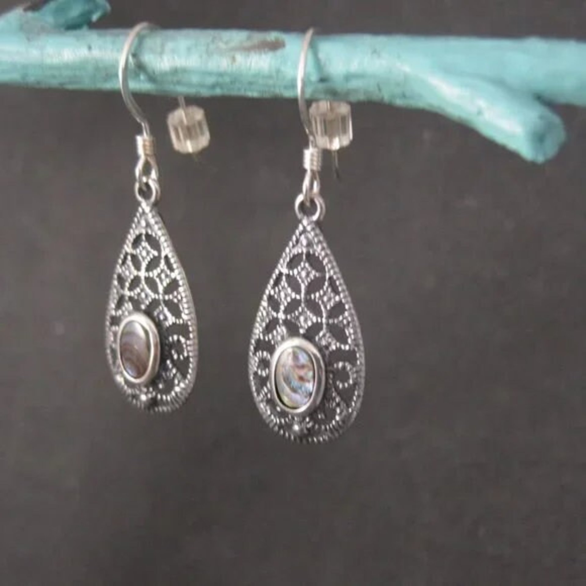 Filigree Sterling Abalone Earrings