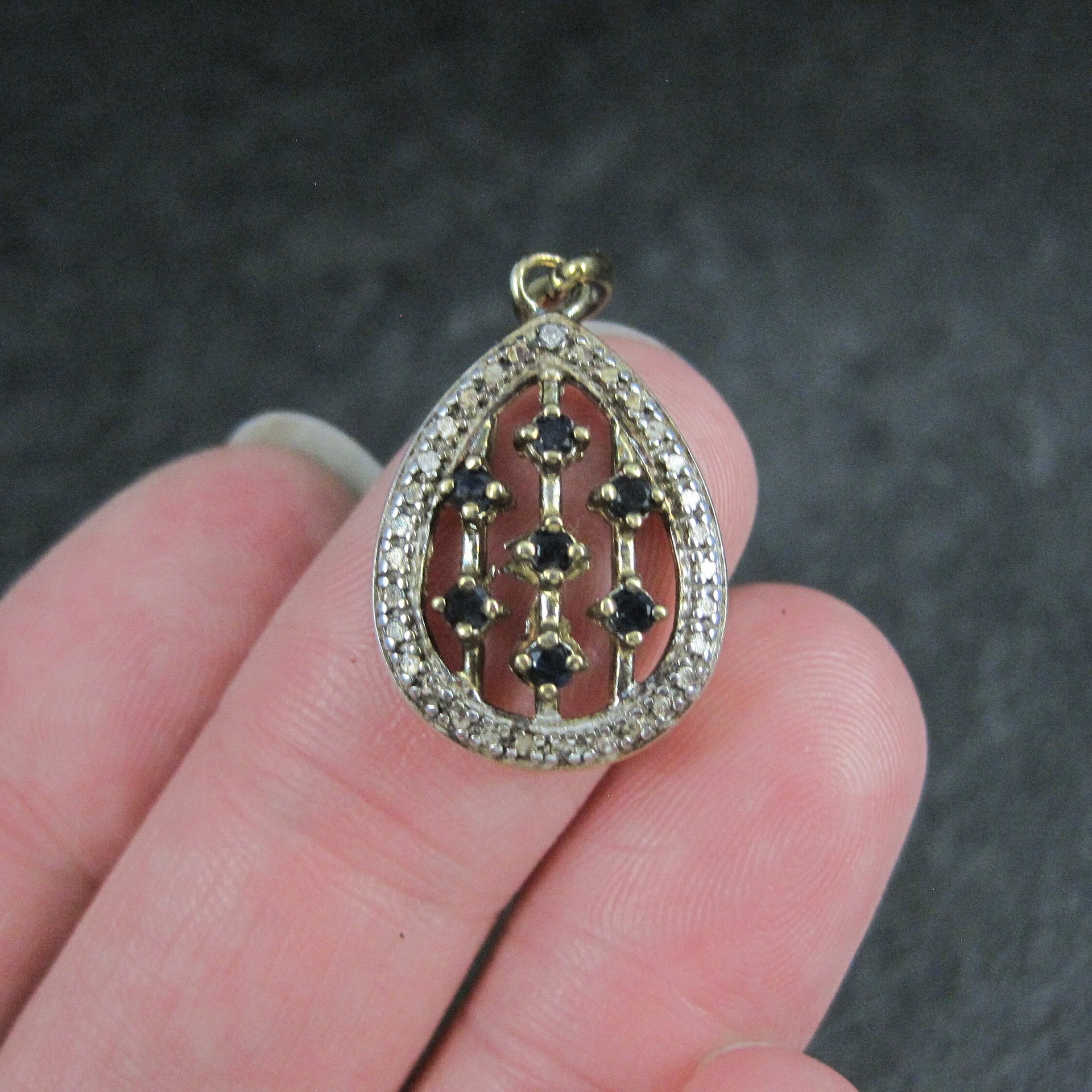 Vermeil Sterling Sapphire Teardrop Pendant