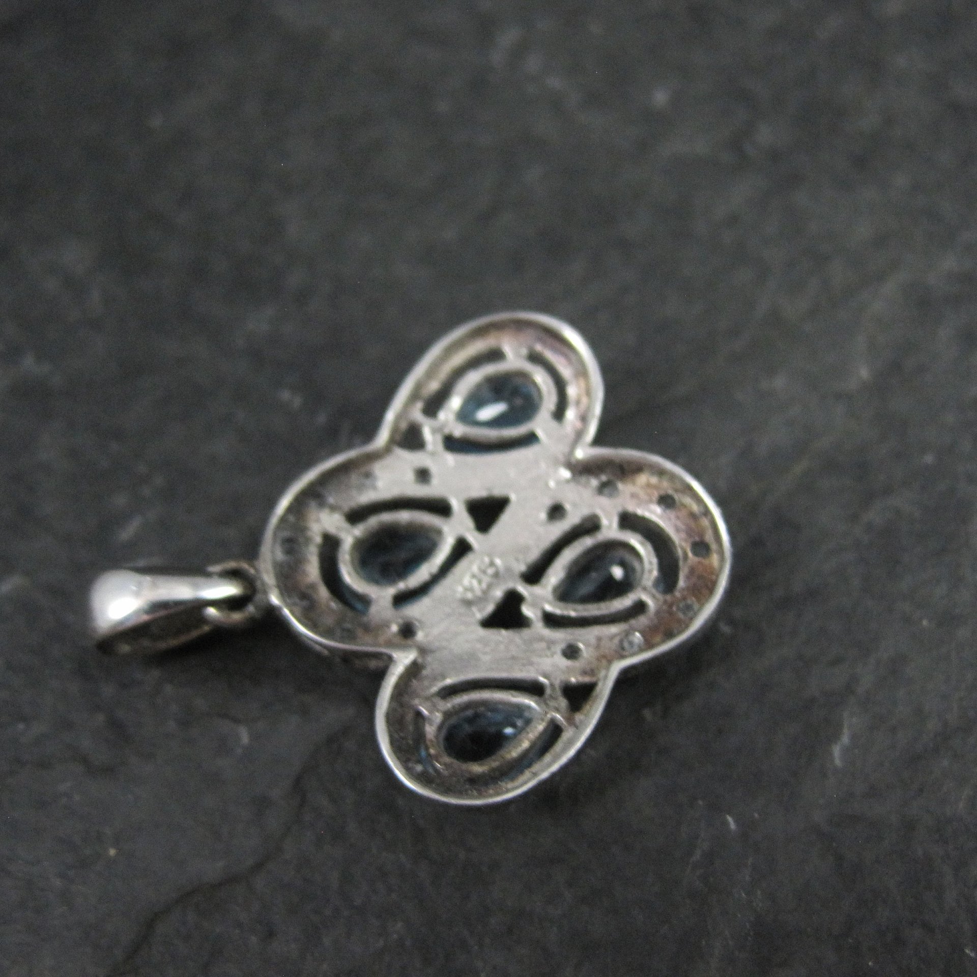 Unique Sterling Silver Blue Topaz & Diamond Pendant