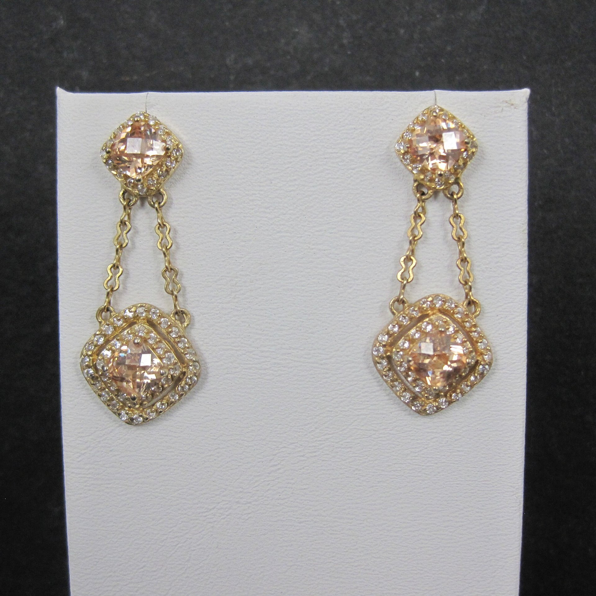 Vermeil Sterling Champagne Cz Earrings