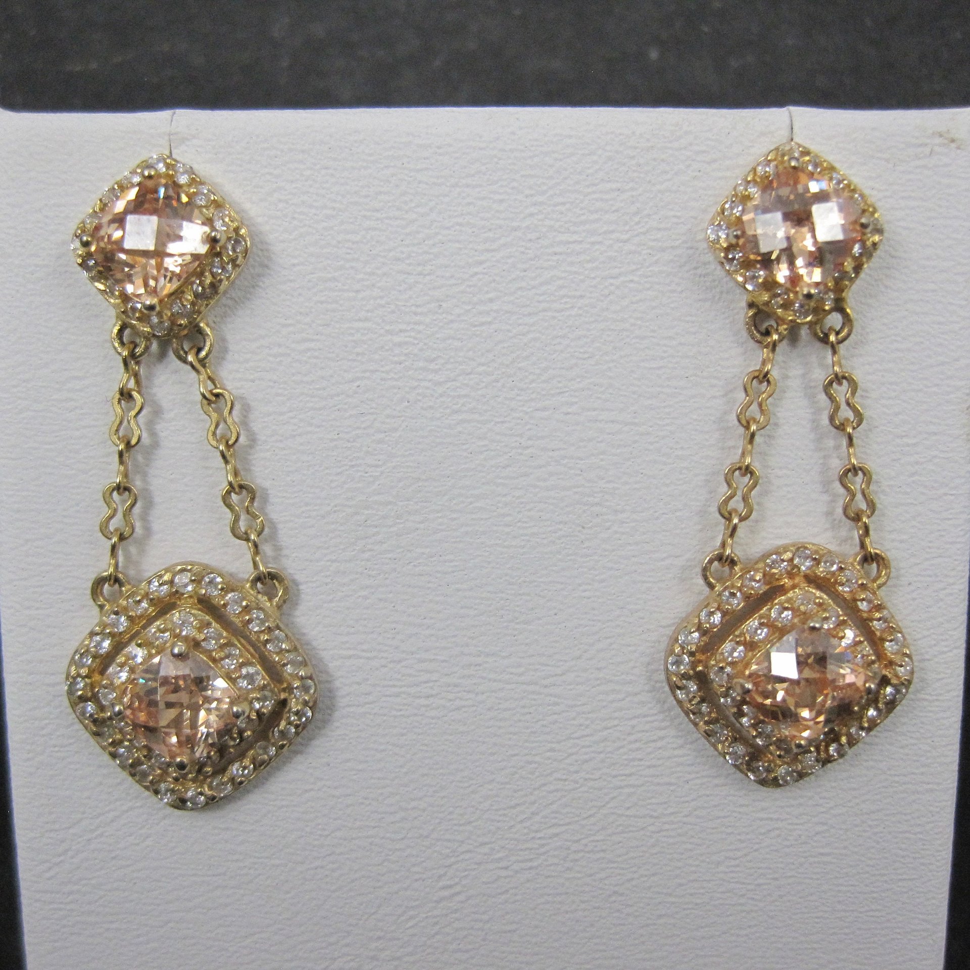 Vermeil Sterling Champagne Cz Earrings