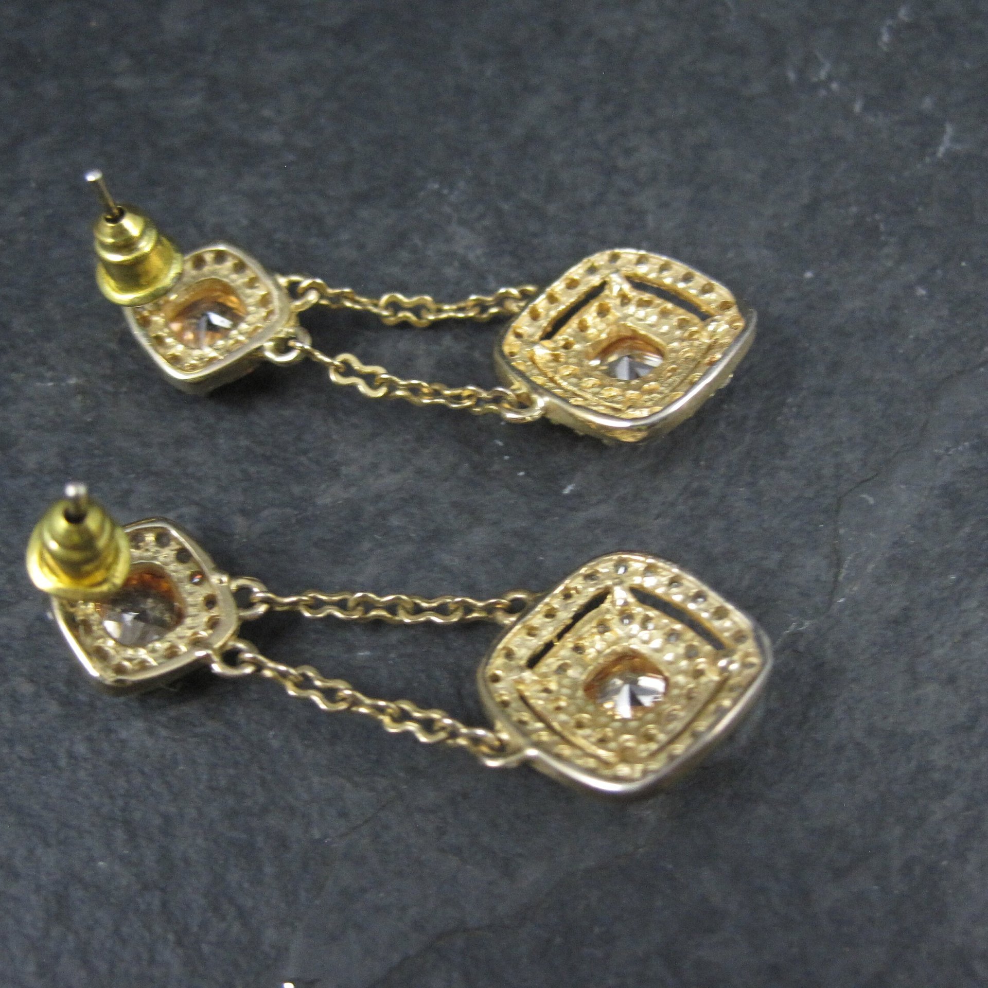 Vermeil Sterling Champagne Cz Earrings