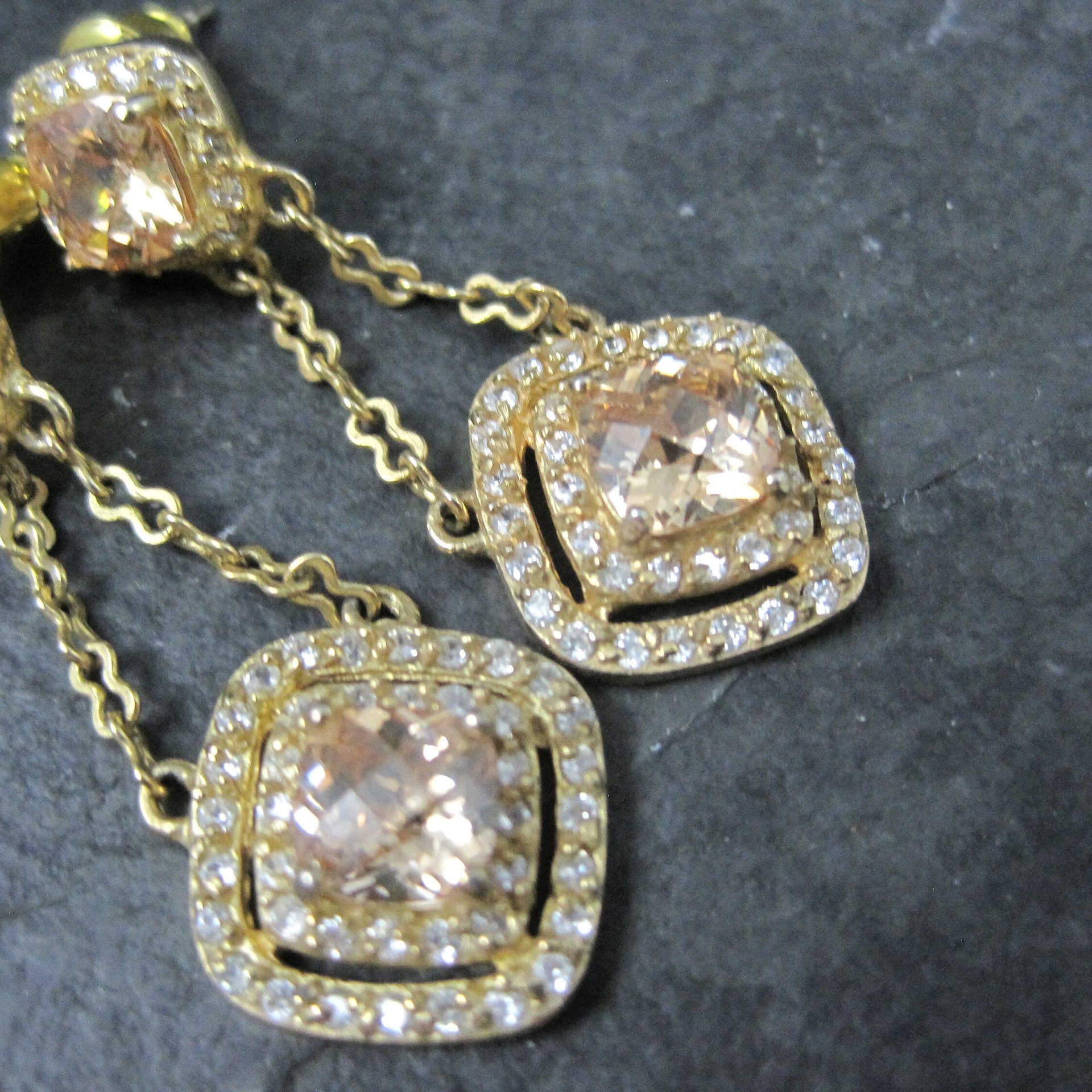 Vermeil Sterling Champagne Cz Earrings