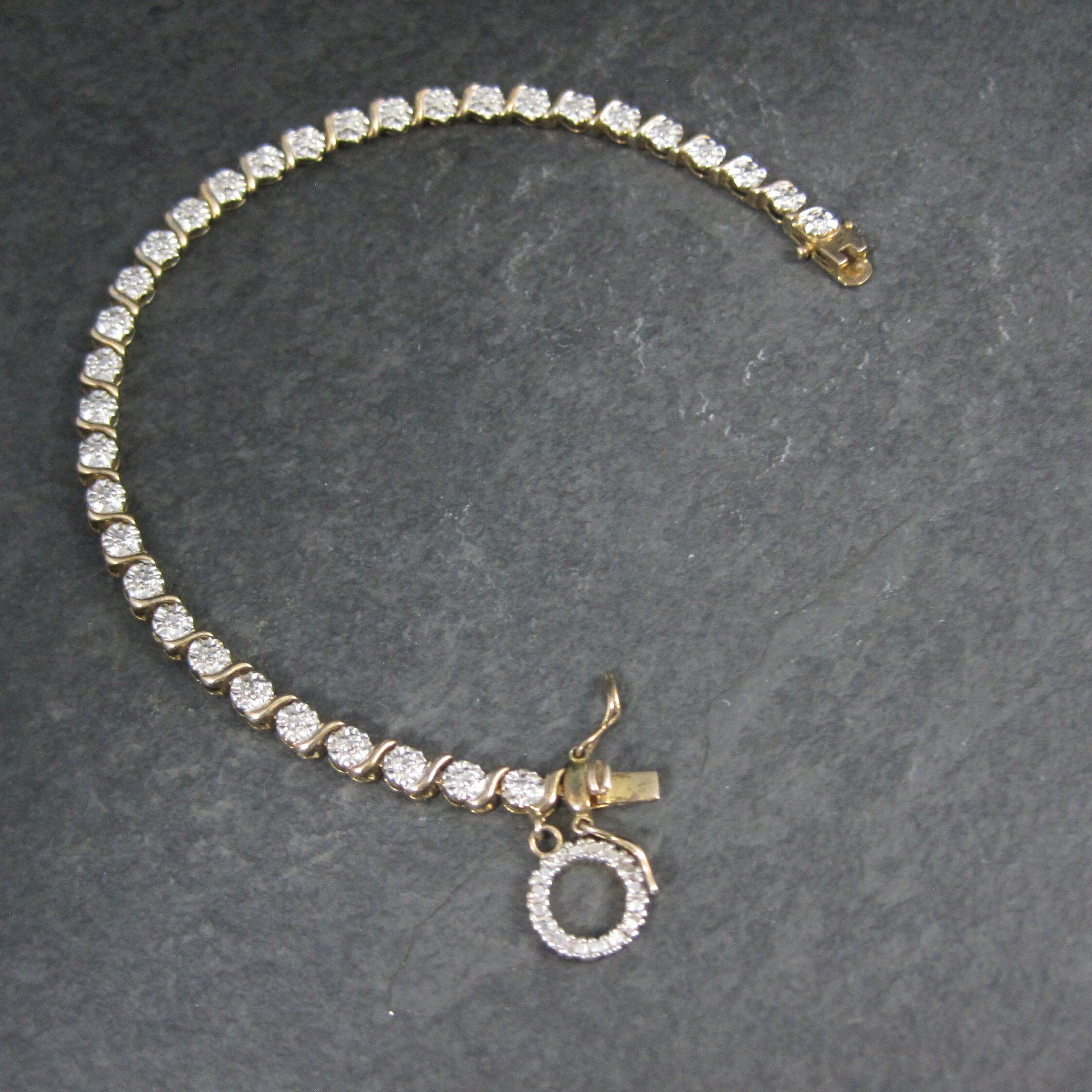 Vintage Illusion Diamond Sterling Vermeil Circle Bracelet