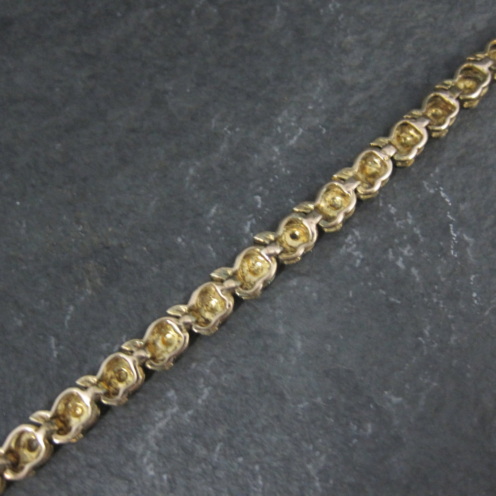 Vintage Illusion Diamond Sterling Vermeil Circle Bracelet