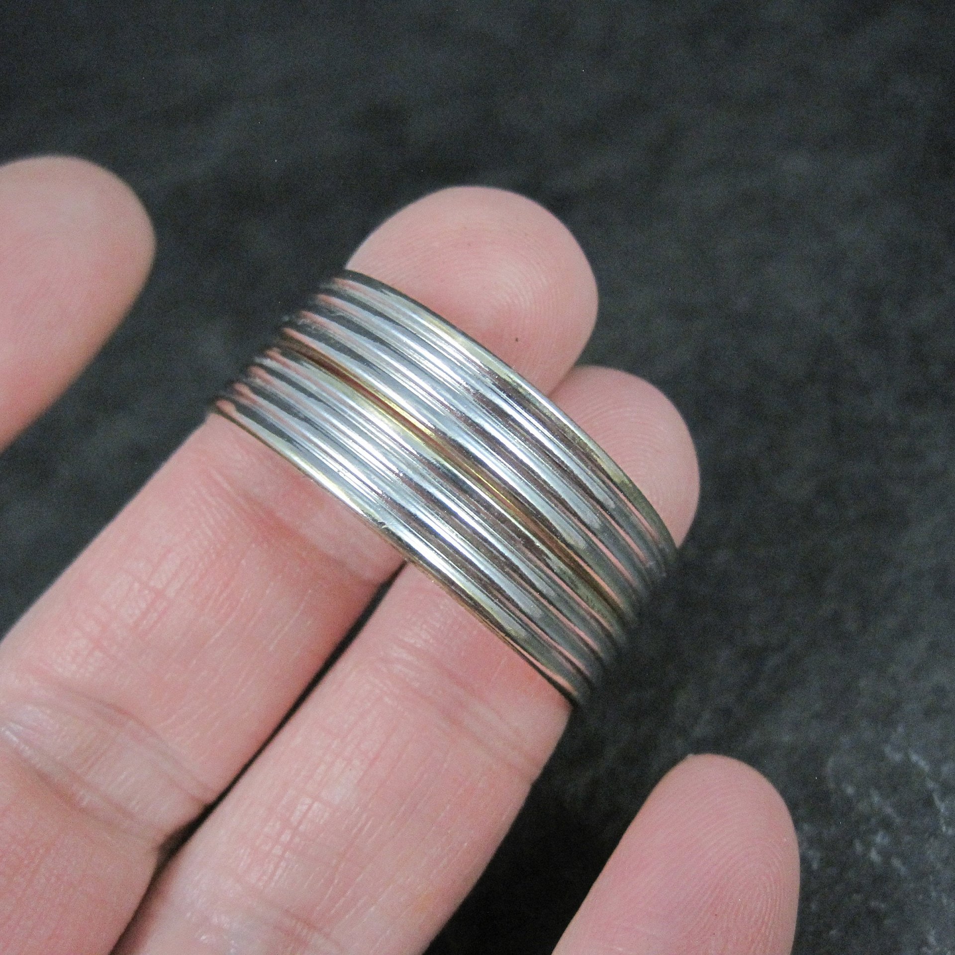 Italian Vermeil Sterling Hoop Earrings 1.25" Vintage Estate
