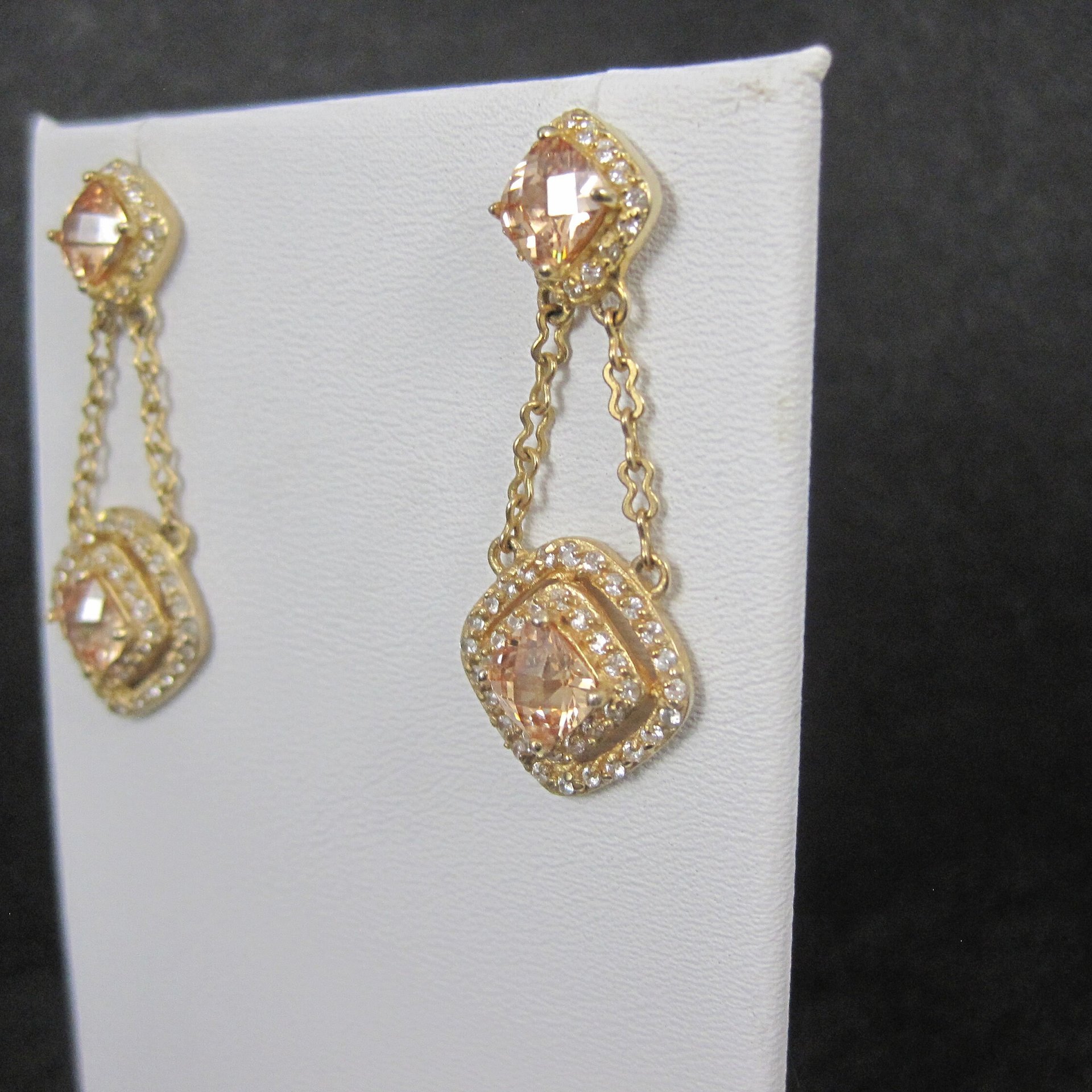Vermeil Sterling Champagne Cz Earrings