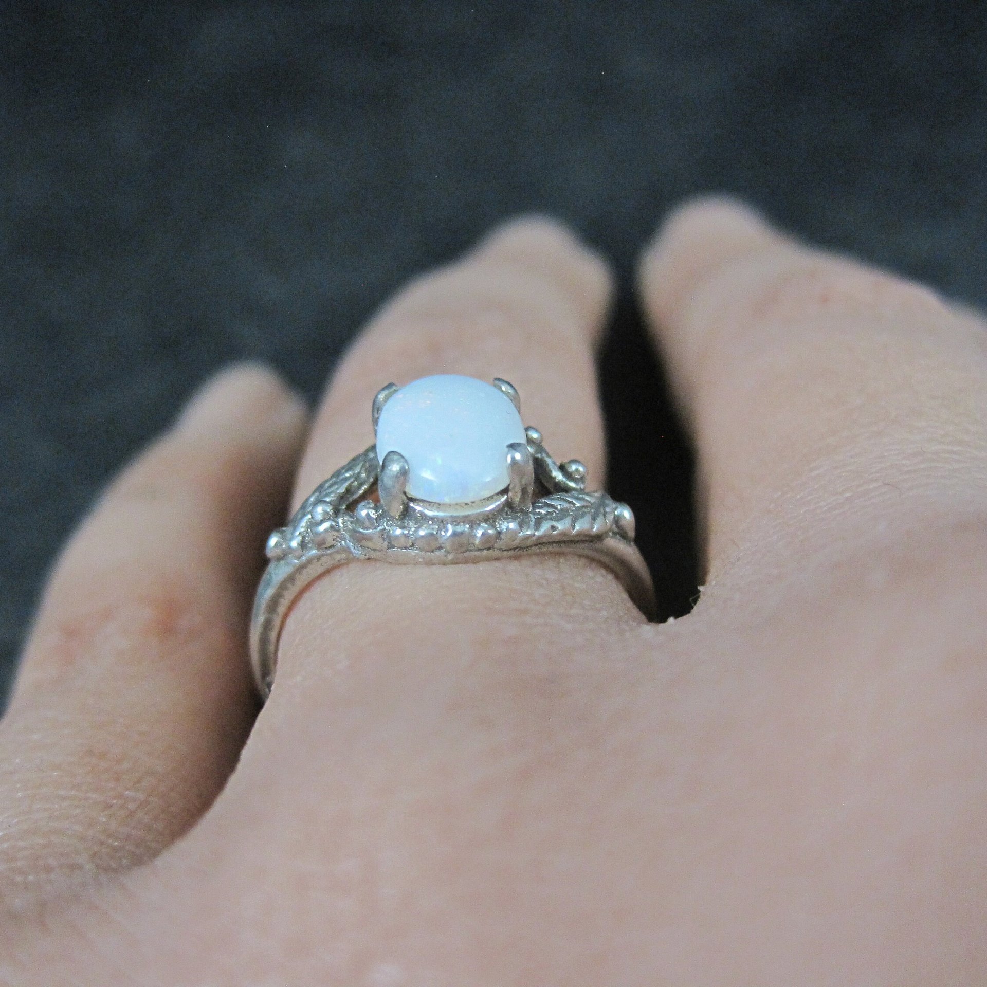 Vintage Sterling Opal Ring NOS Size 5.5
