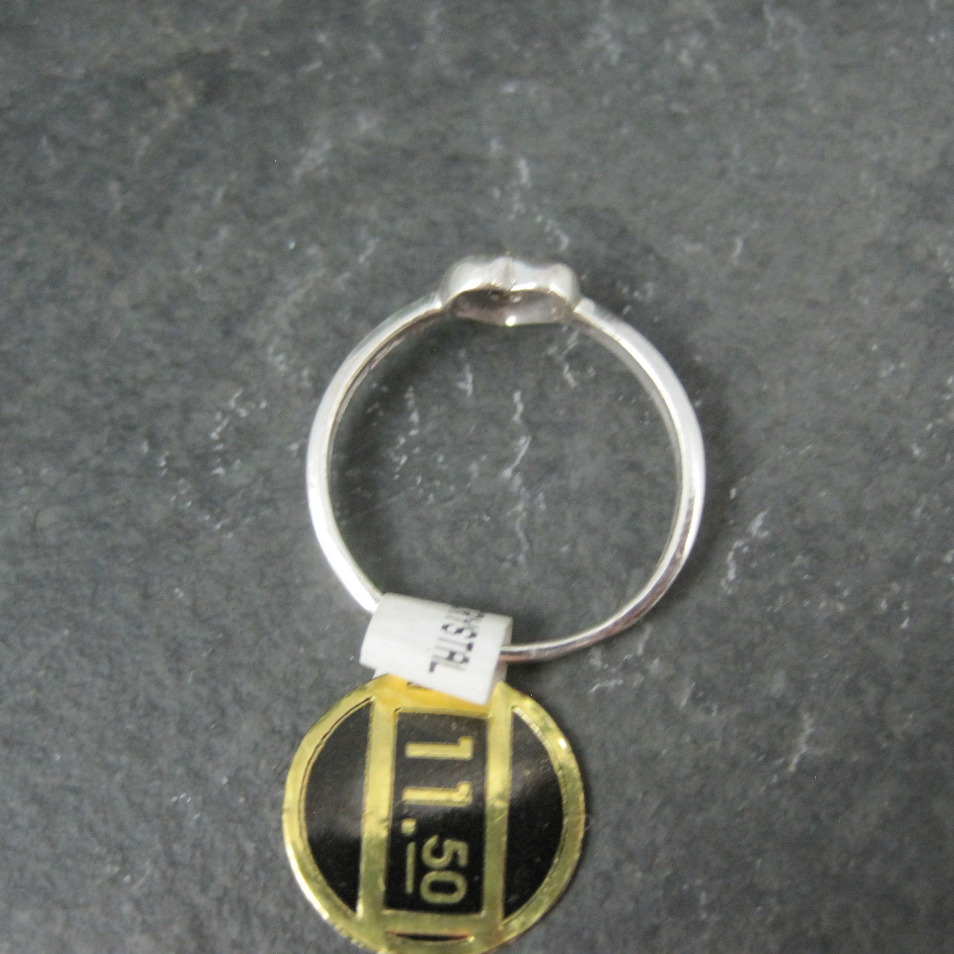 Vintage Sterling Silver Crystal Heart Ring Size 8 New Old Stock