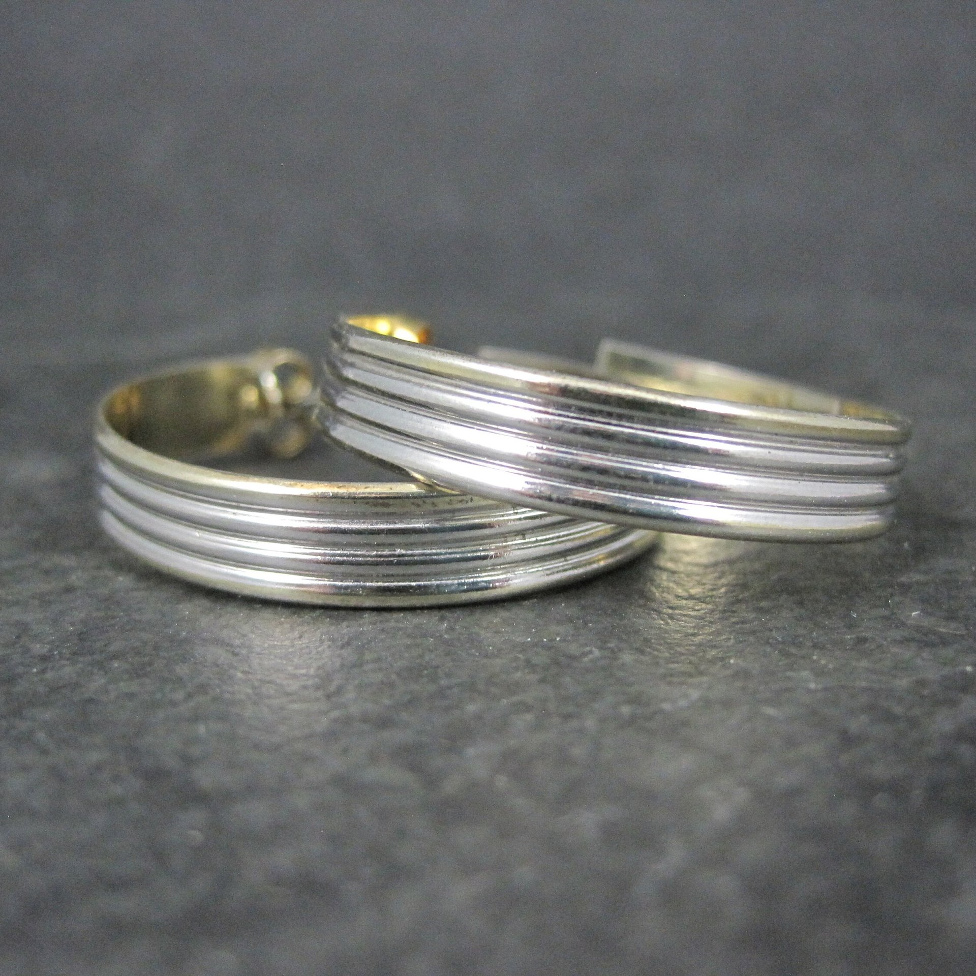 Italian Vermeil Sterling Hoop Earrings 1.25" Vintage Estate