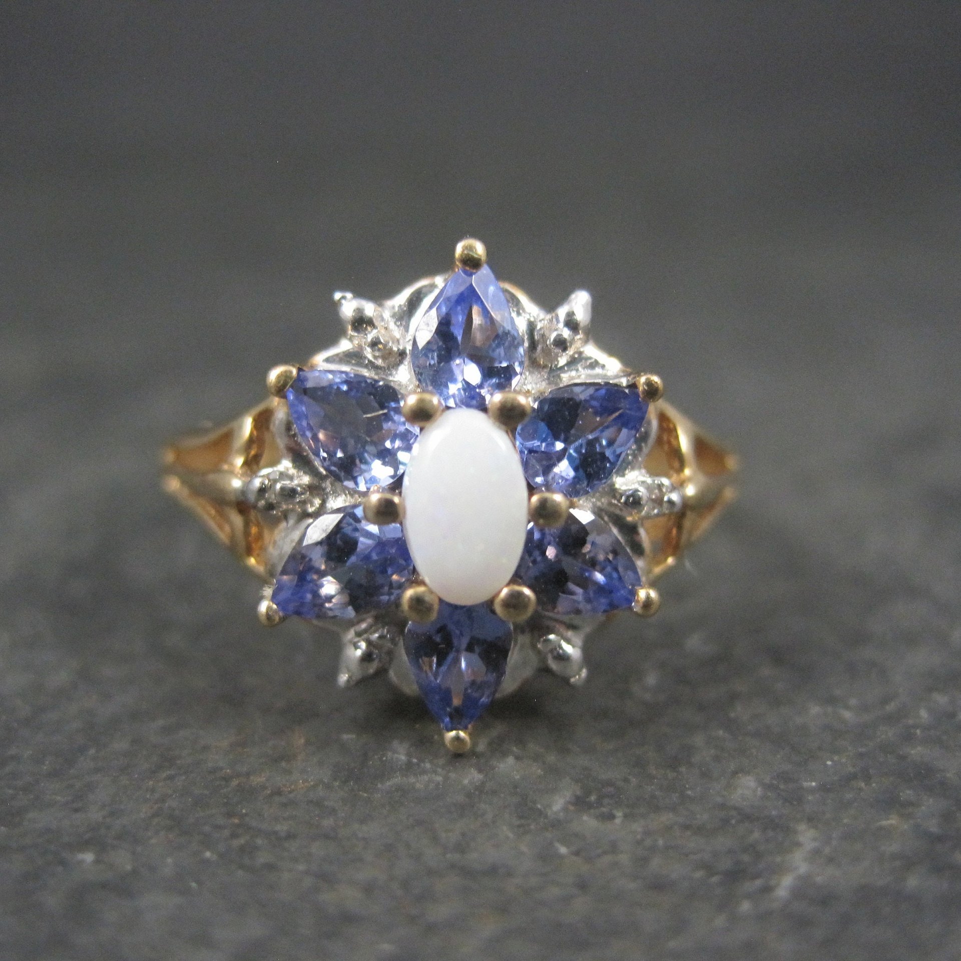 Vintage 10K Tanzanite Opal Ring Size 7