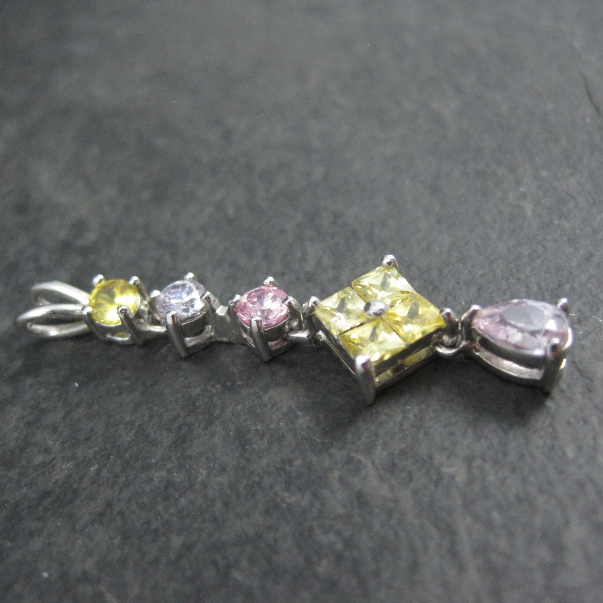 Estate Sterling Pastel Cz Pendant