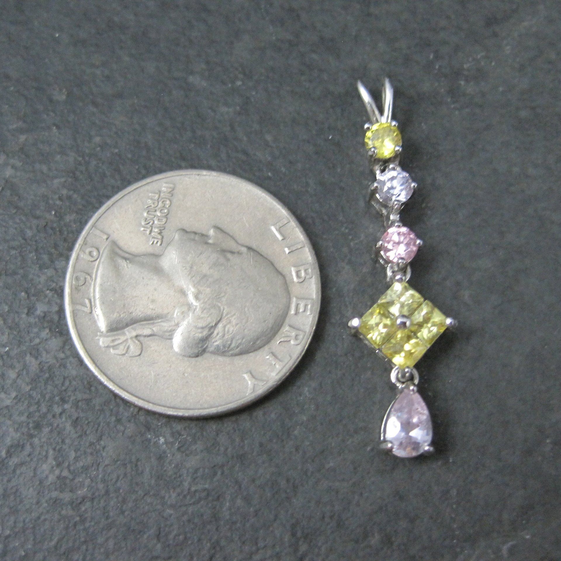 Estate Sterling Pastel Cz Pendant