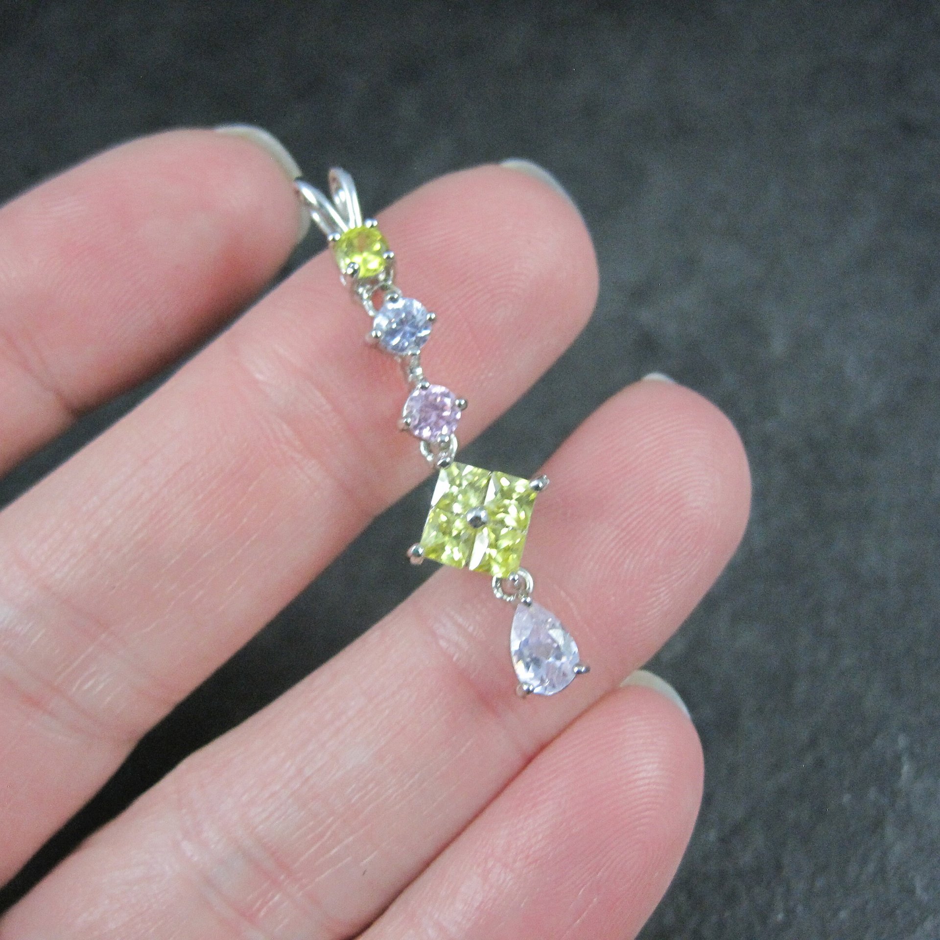 Estate Sterling Pastel Cz Pendant
