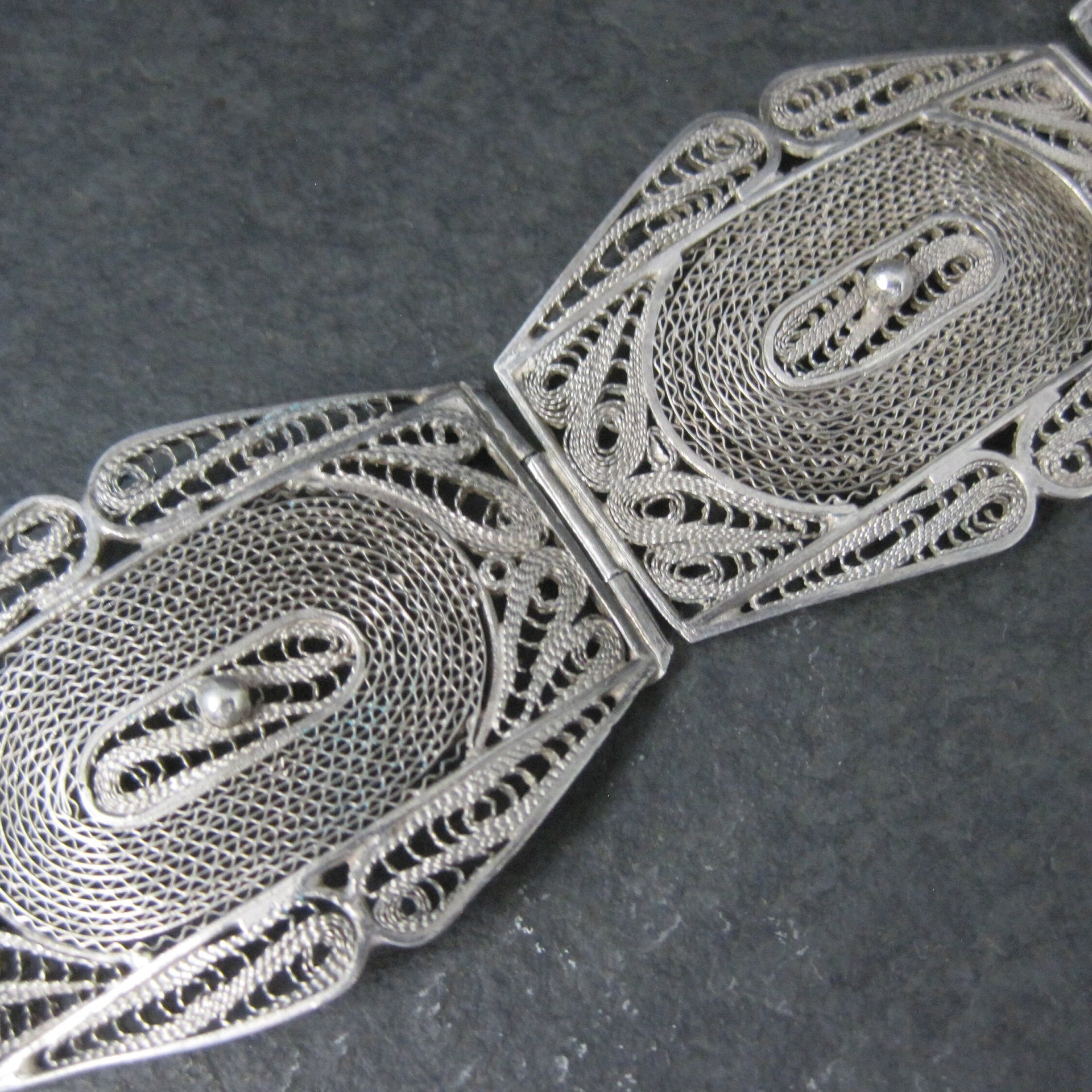 Vintage Spun Silver Sterling Cannetille Bracelet 7 Inches
