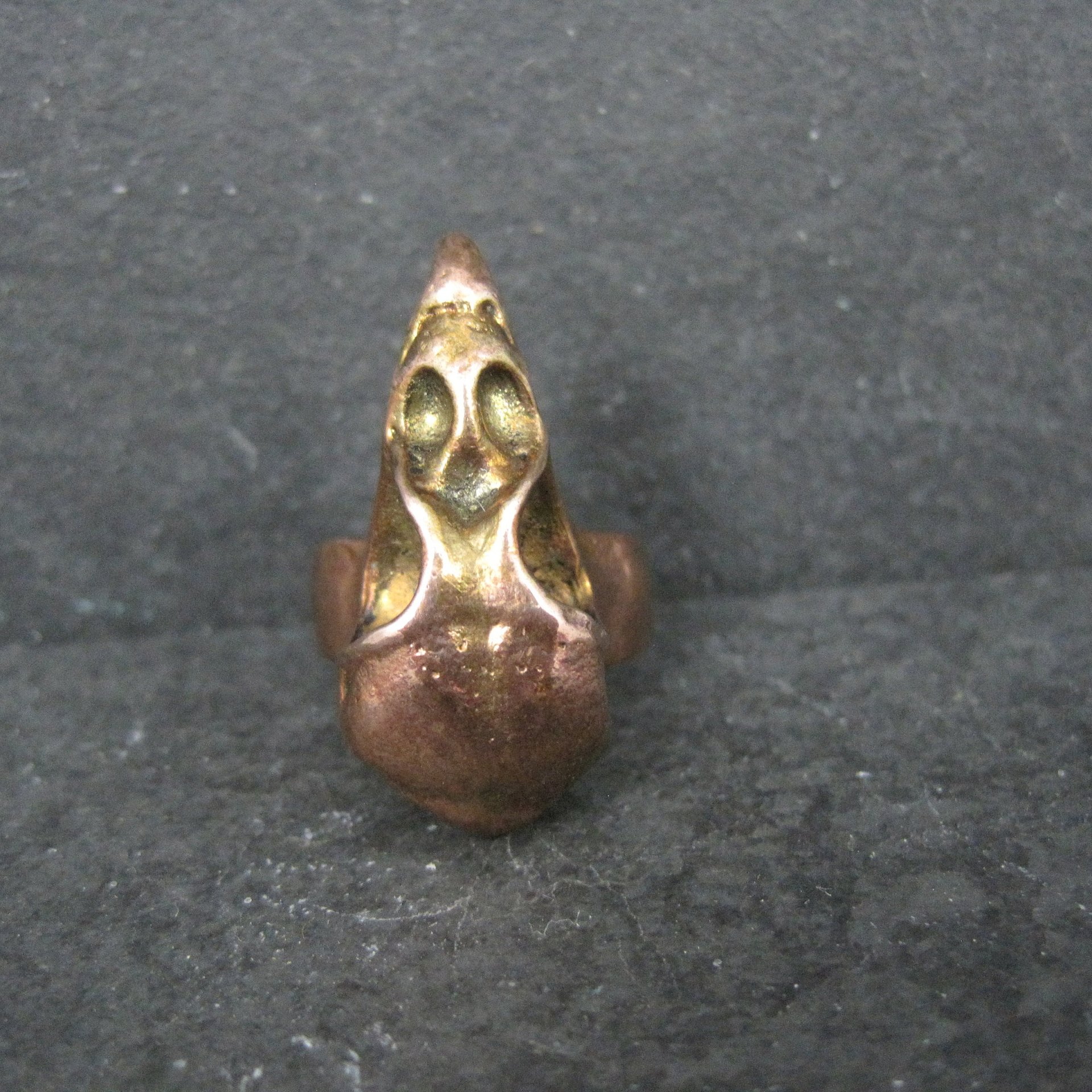 Estate Copper Bird Skull Ring Size 4