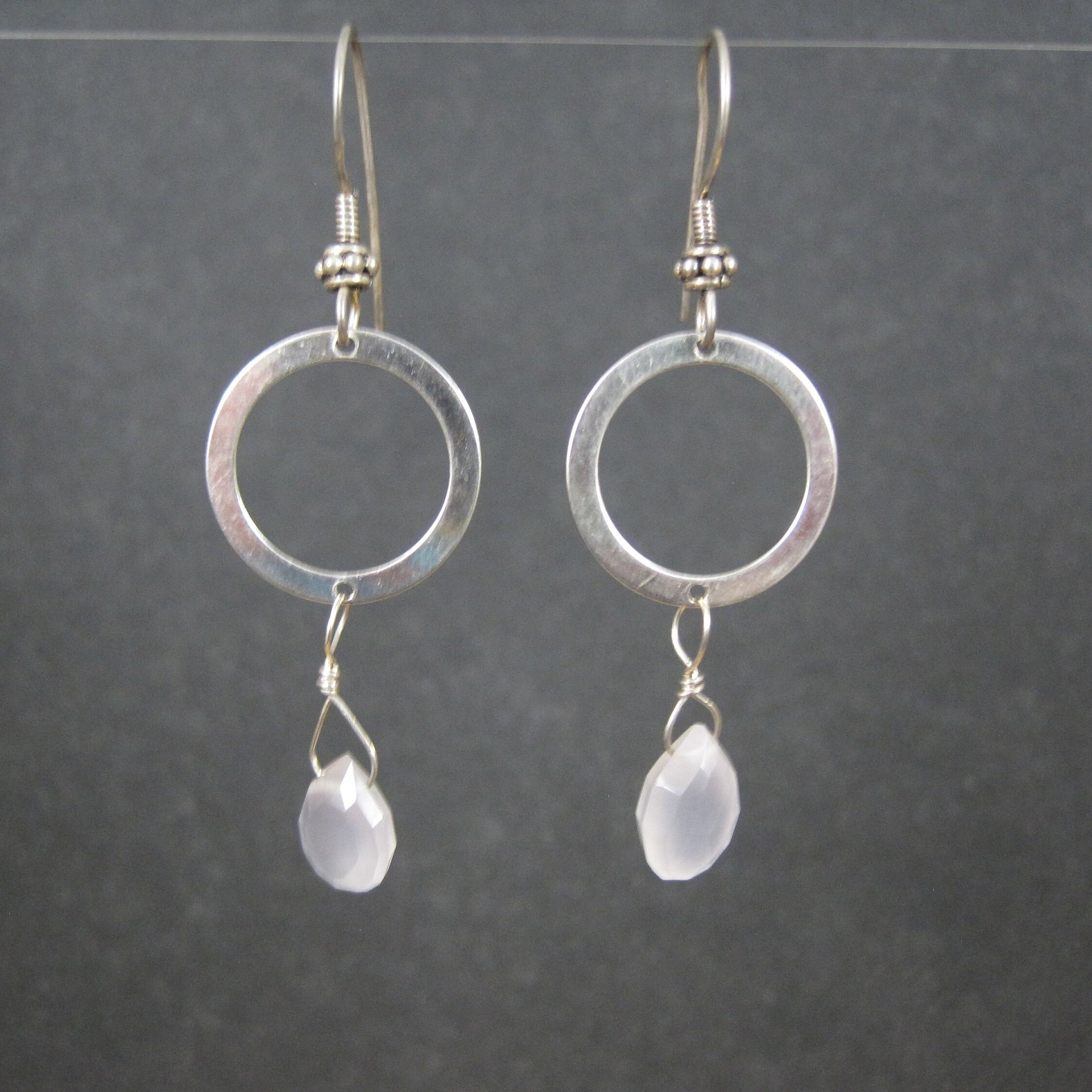 Dainty Sterling Opalite Circle Earrings