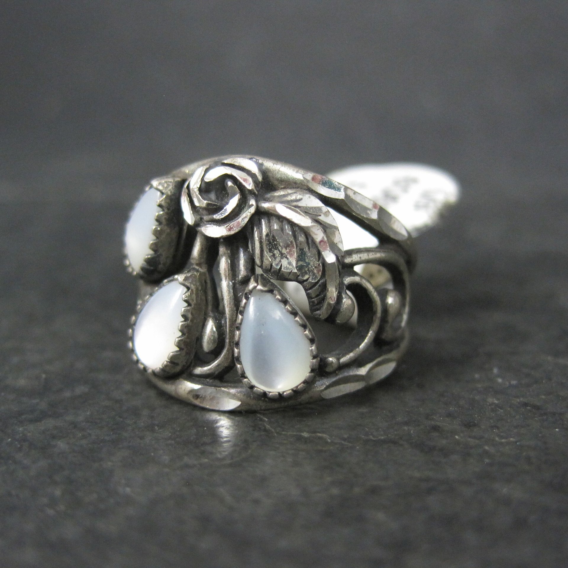 Southwestern Sterling Mother of Pearl Ring Sizes 5.5 & 6 New old Stock