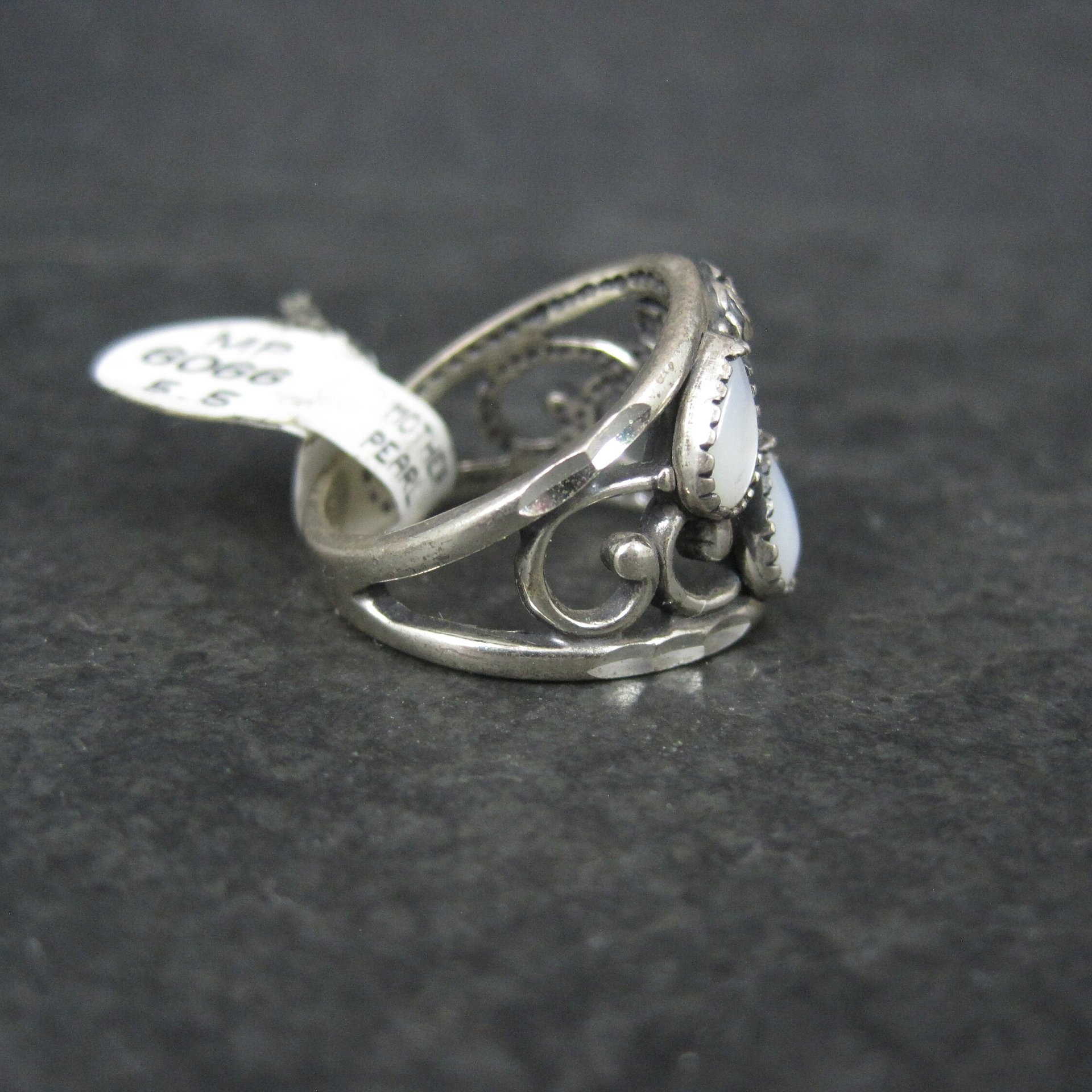 Southwestern Sterling Mother of Pearl Ring Sizes 5.5 & 6 New old Stock