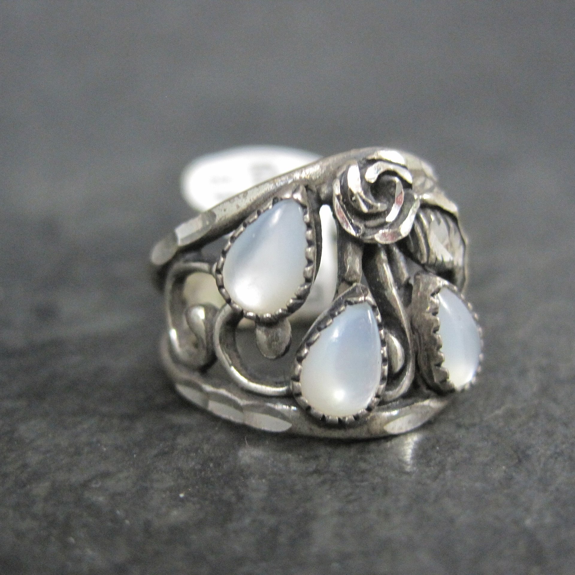 Southwestern Sterling Mother of Pearl Ring Sizes 5.5 & 6 New old Stock