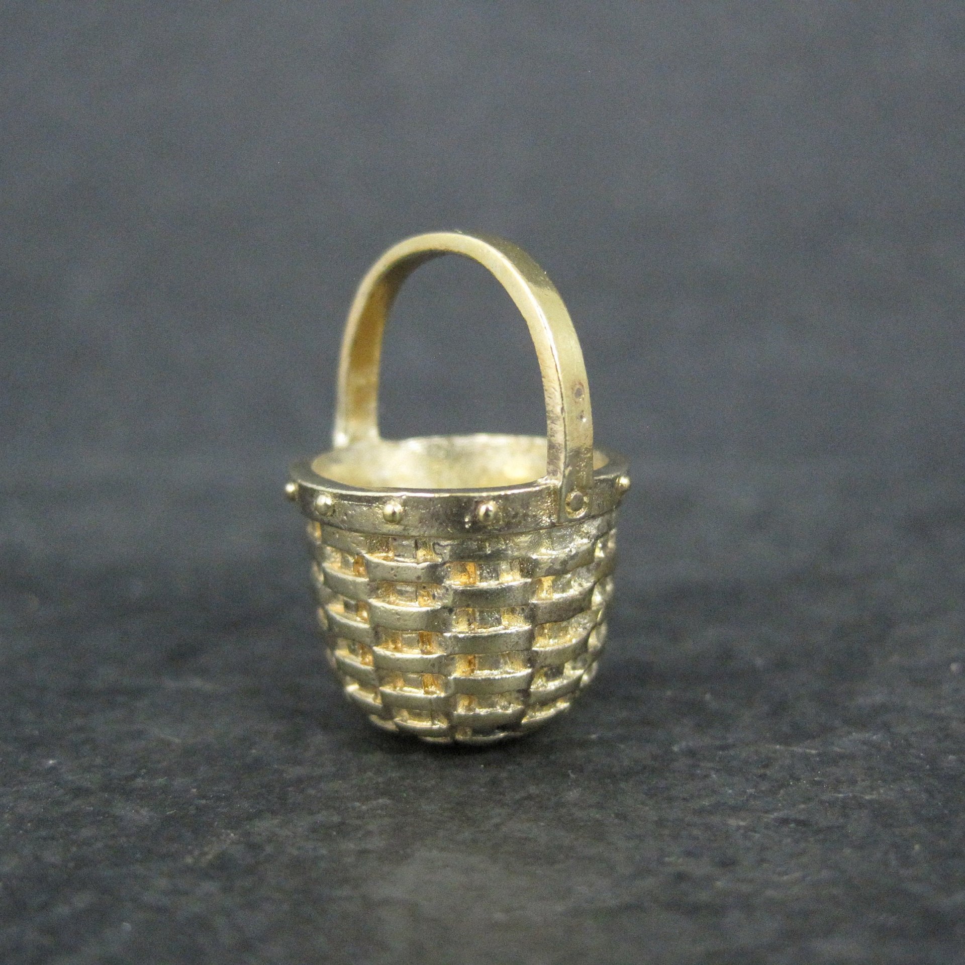 Miniature Vermeil Sterling Silver Woven Basket