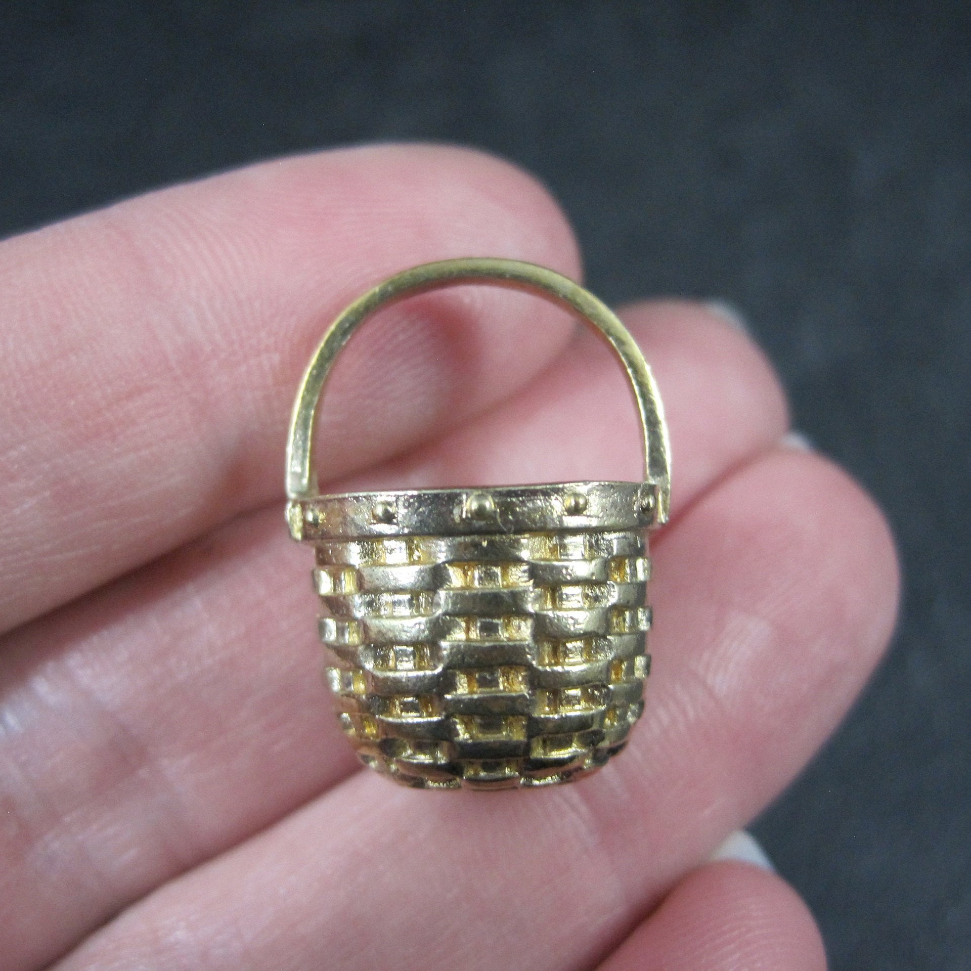 Miniature Vermeil Sterling Silver Woven Basket