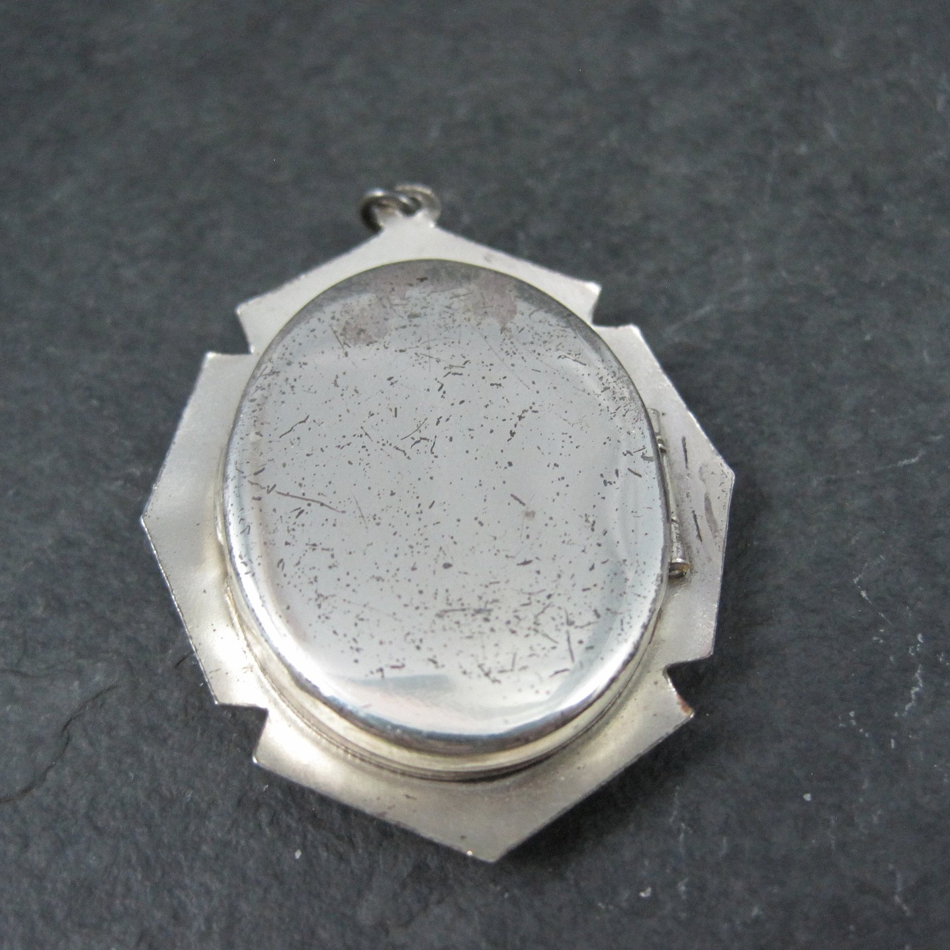 Vintage Sterling Blue Guilloche Enamel Rose Locket Pendant