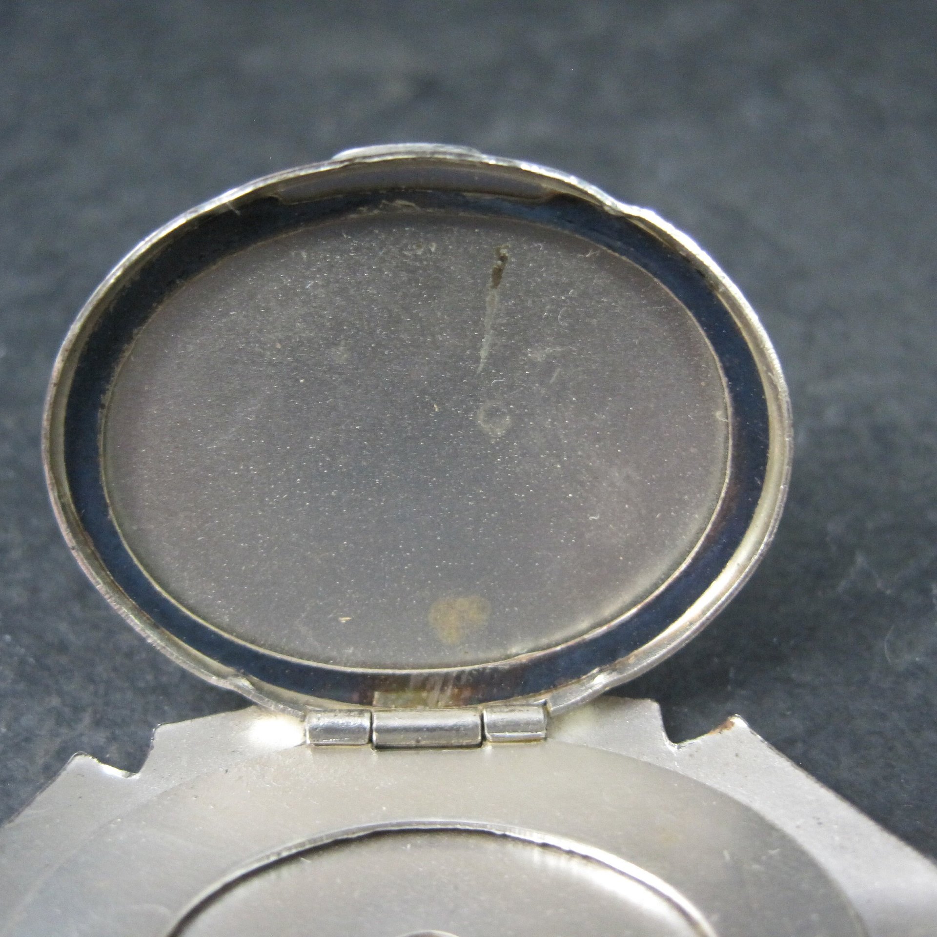 Vintage Sterling Blue Guilloche Enamel Rose Locket Pendant