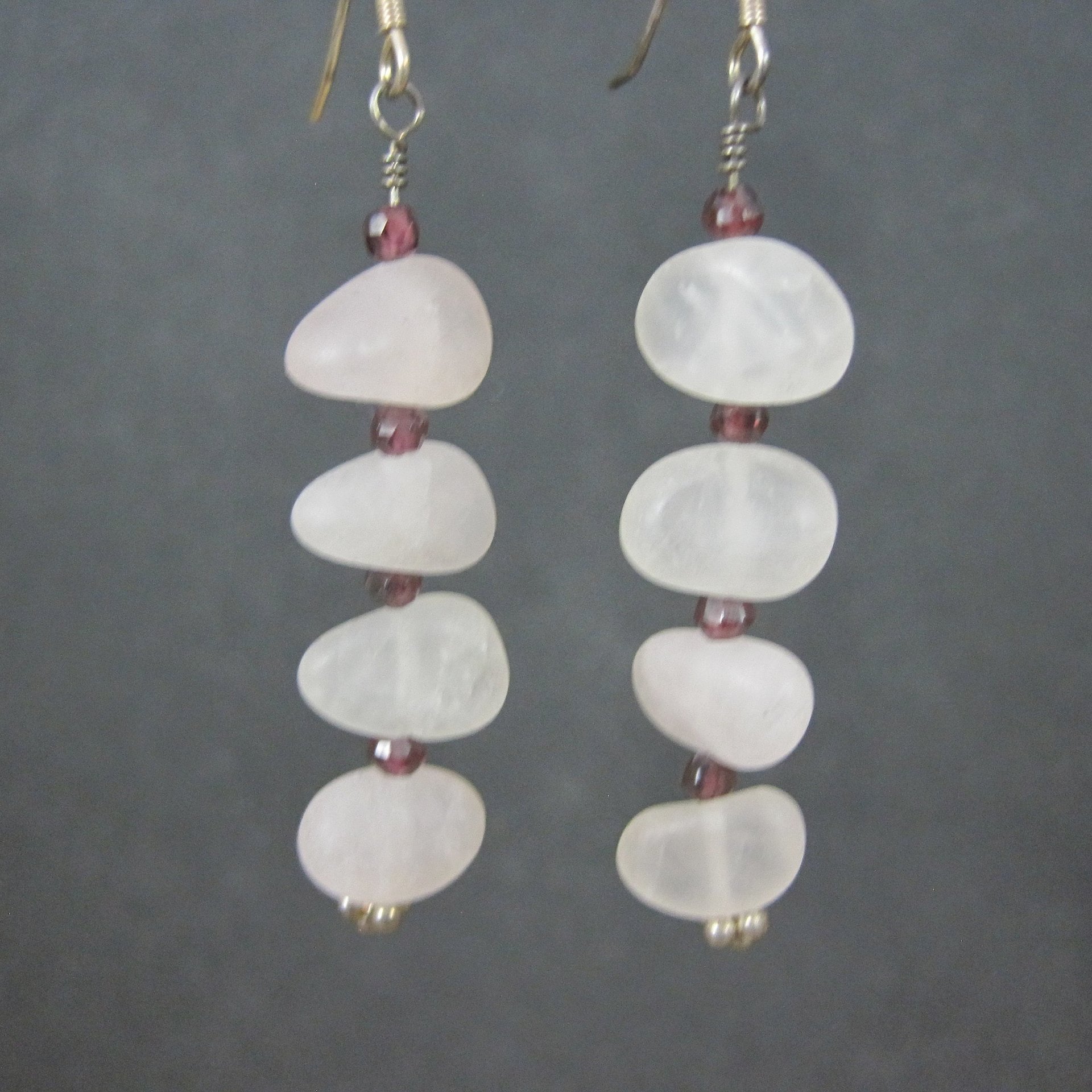 Long Sterling Rose Quartz Earrings