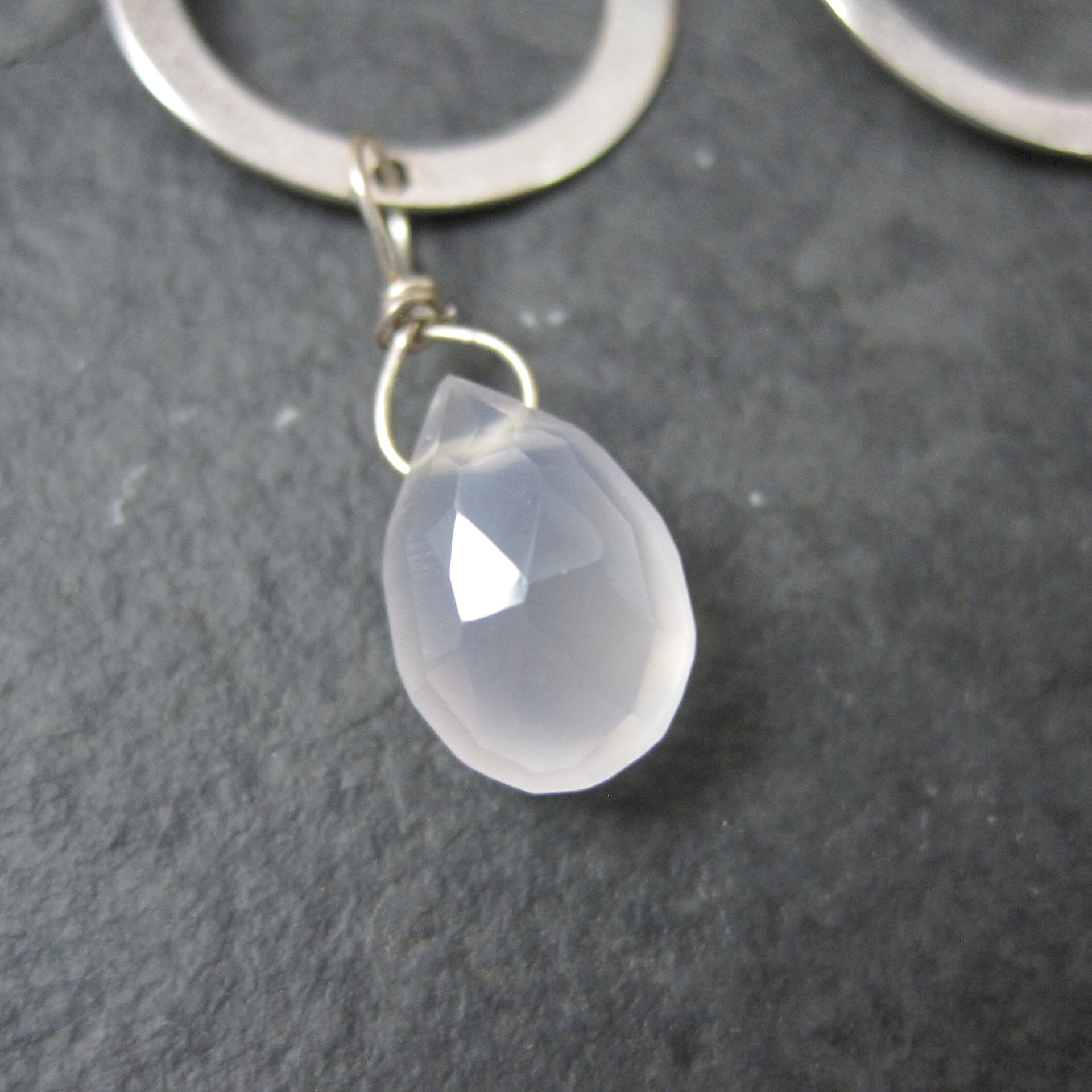 Dainty Sterling Opalite Circle Earrings
