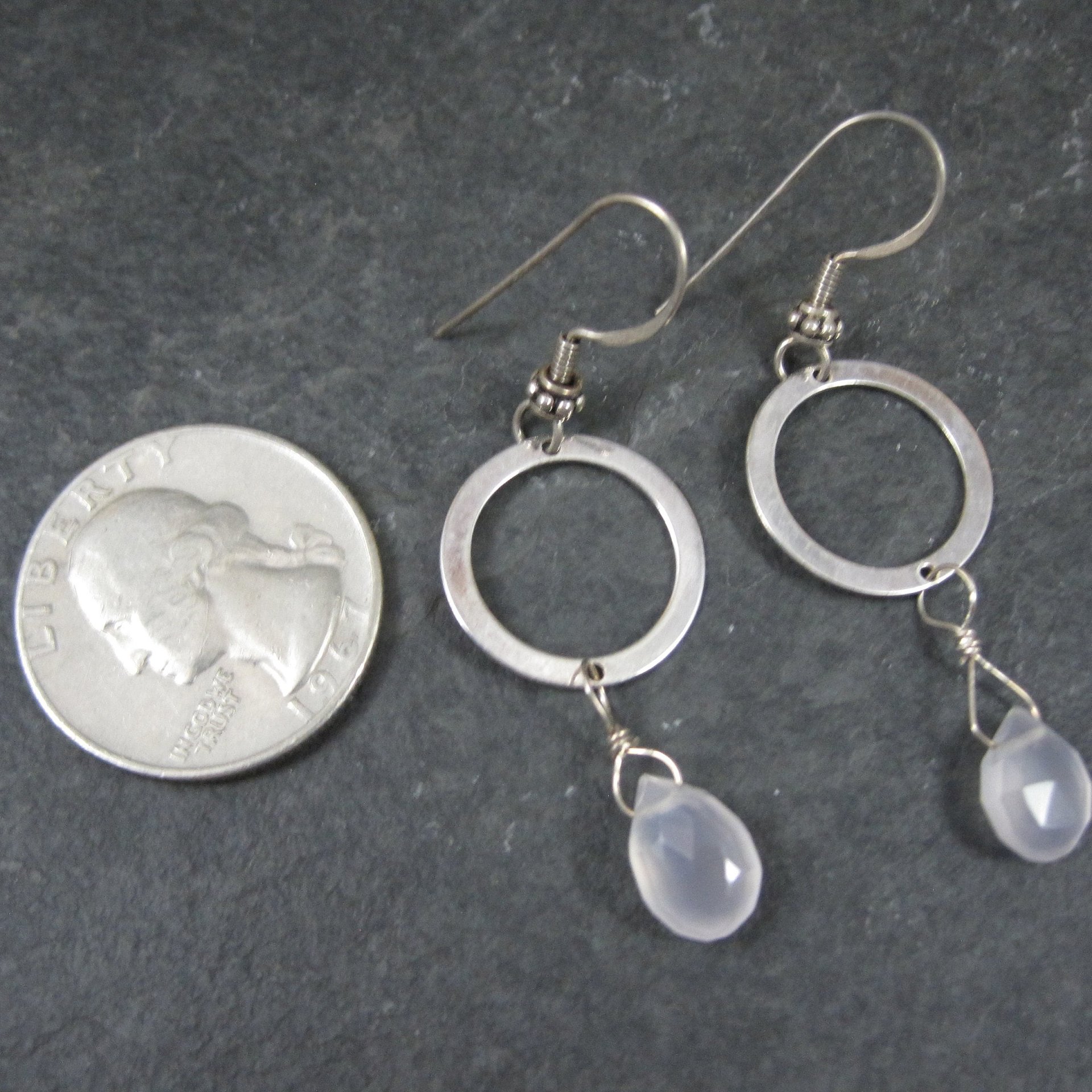 Dainty Sterling Opalite Circle Earrings