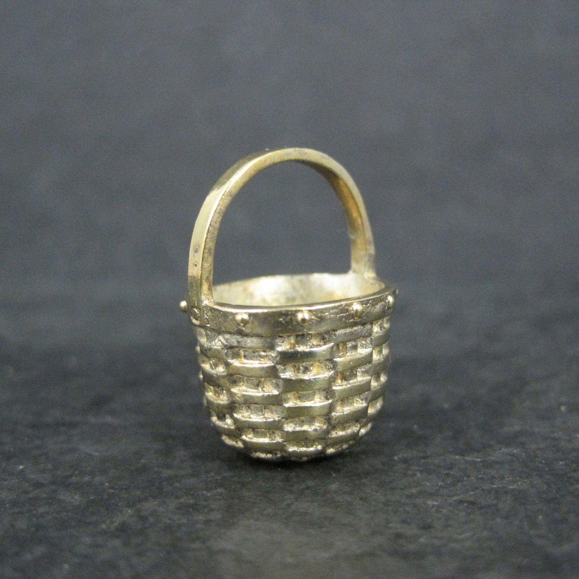 Miniature Vermeil Sterling Silver Woven Basket