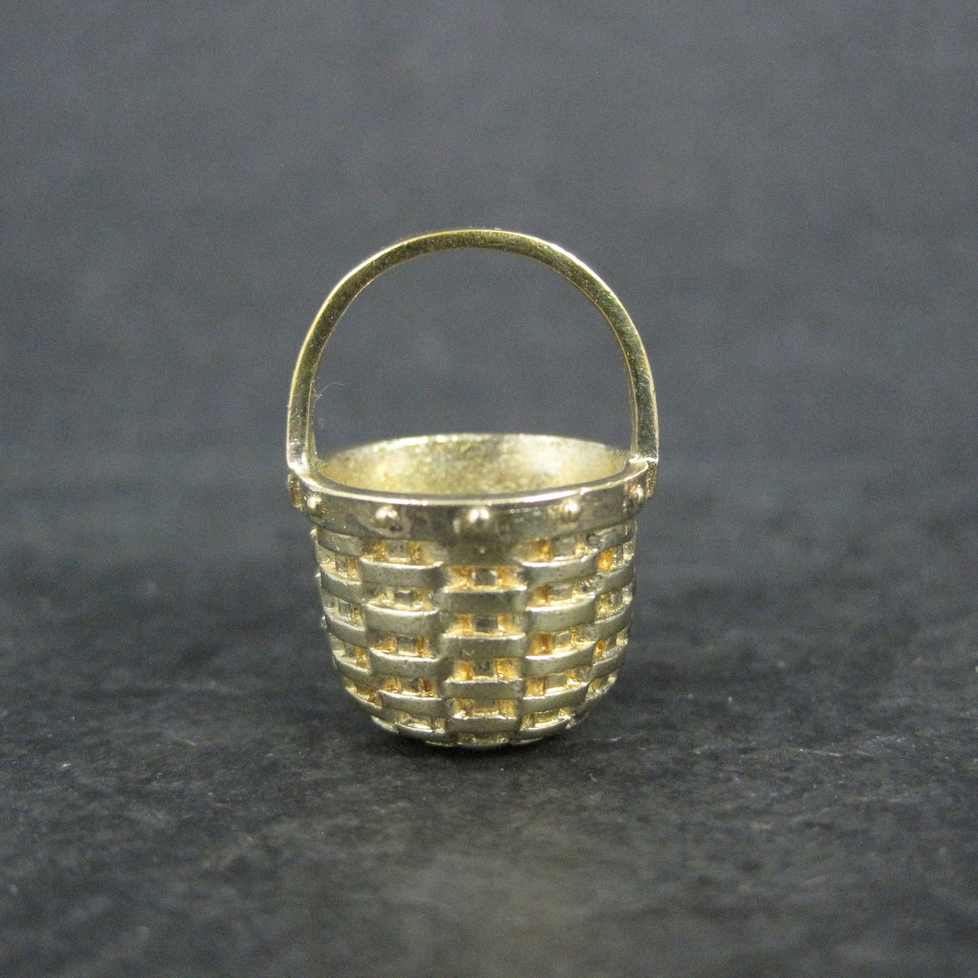 Miniature Vermeil Sterling Silver Woven Basket