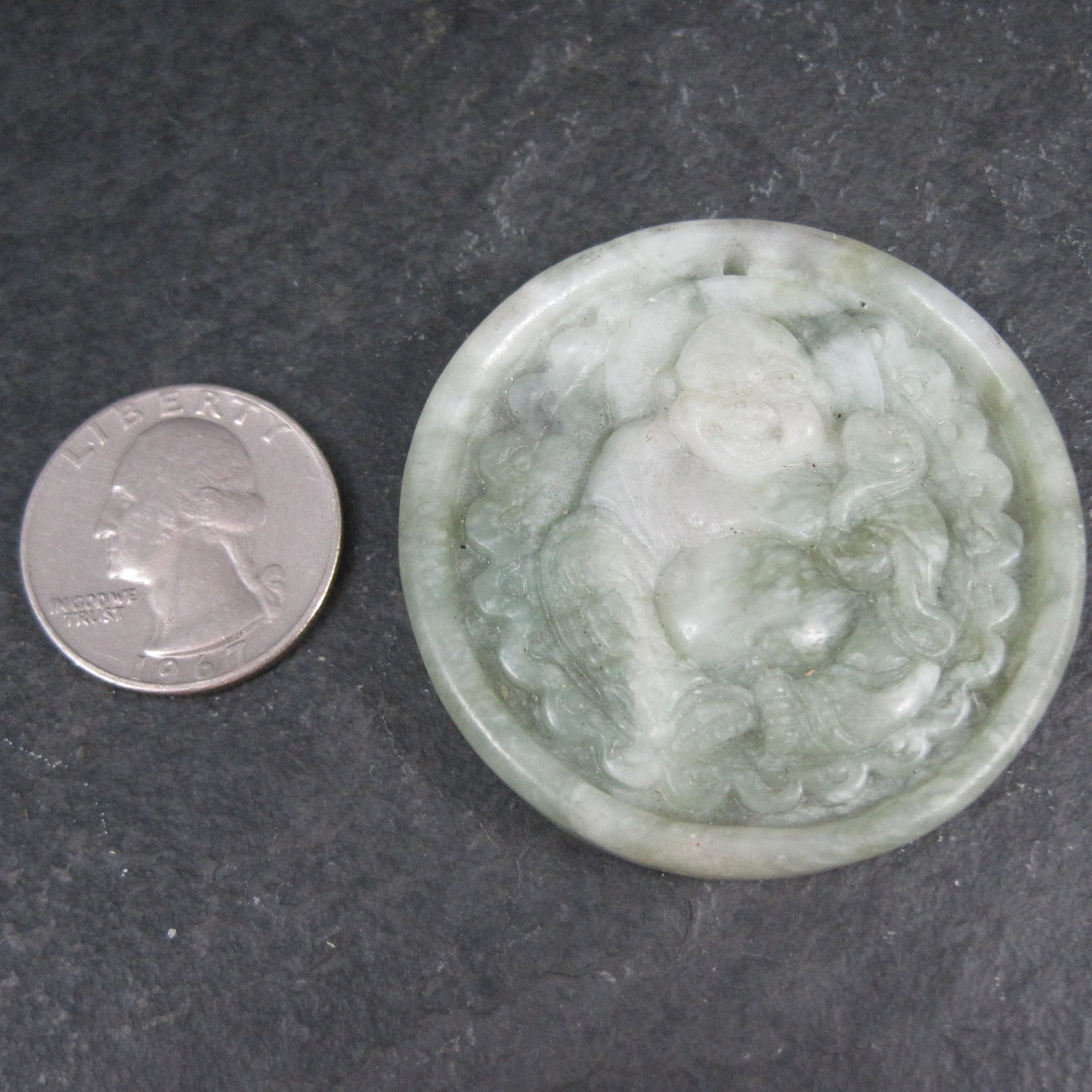 Vintage Nephrite Jade Buddha Pendant