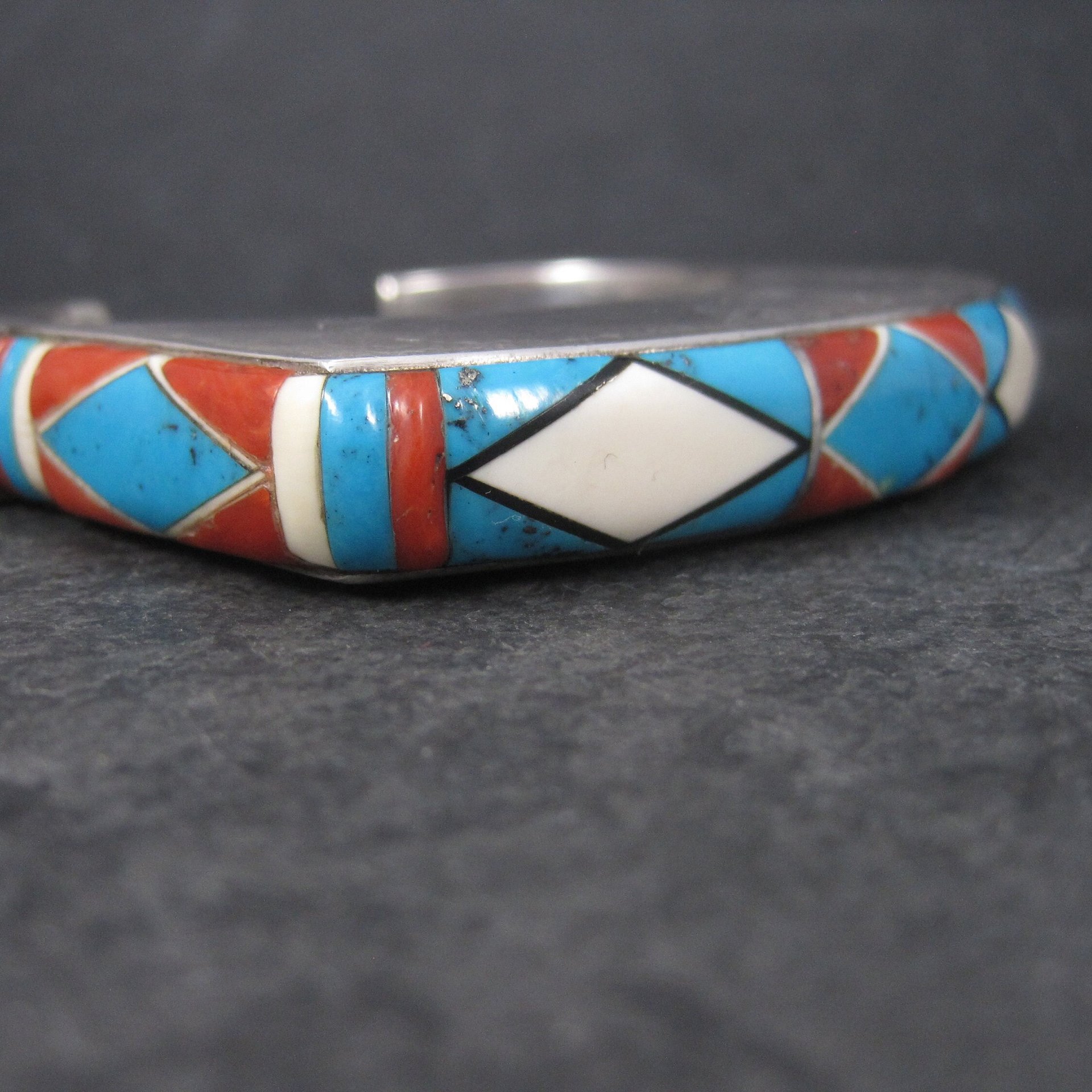 Vintage Native American Inlay Cuff Bracelet 7 Inches