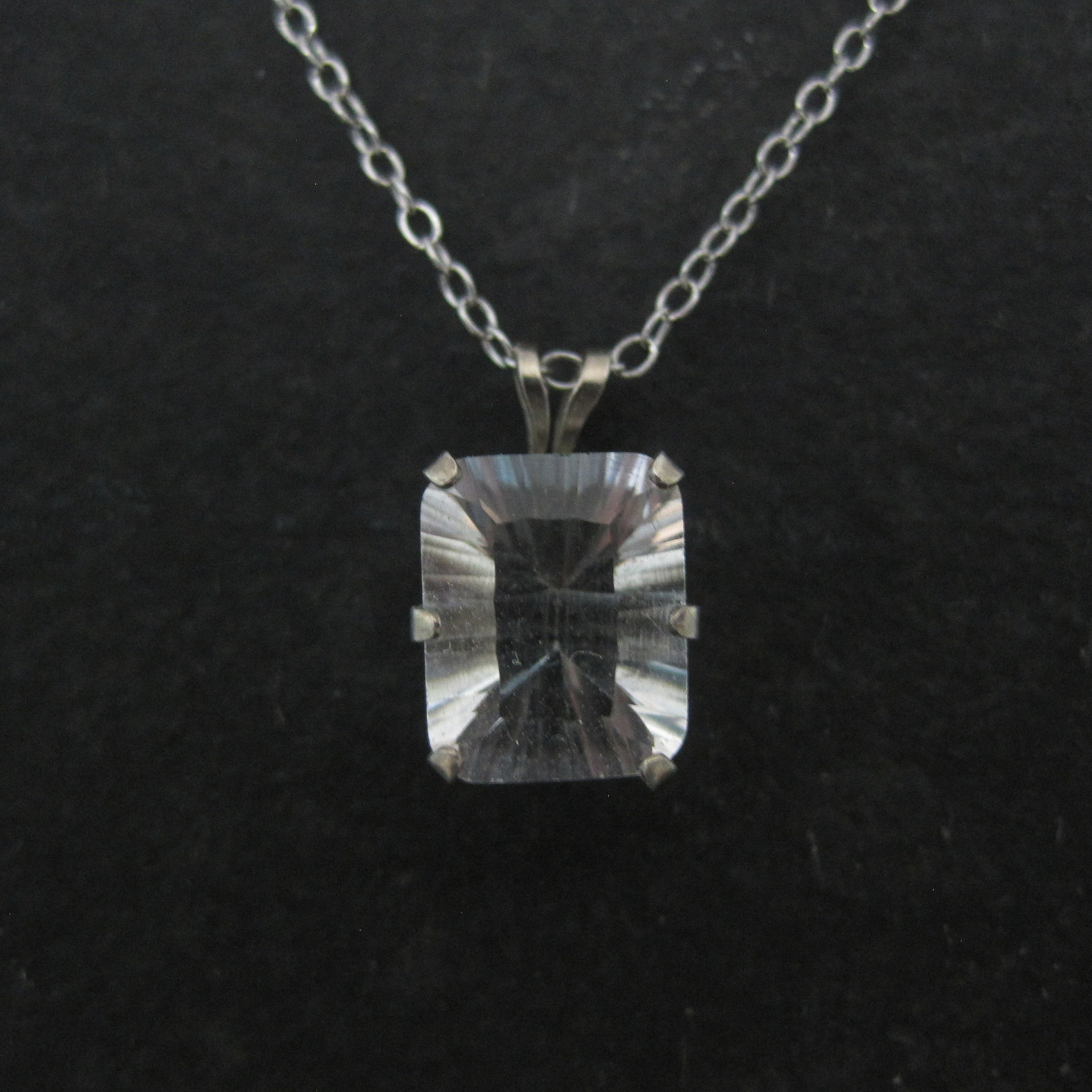 Simple Sterling White Topaz Solitaire Pendant Necklace