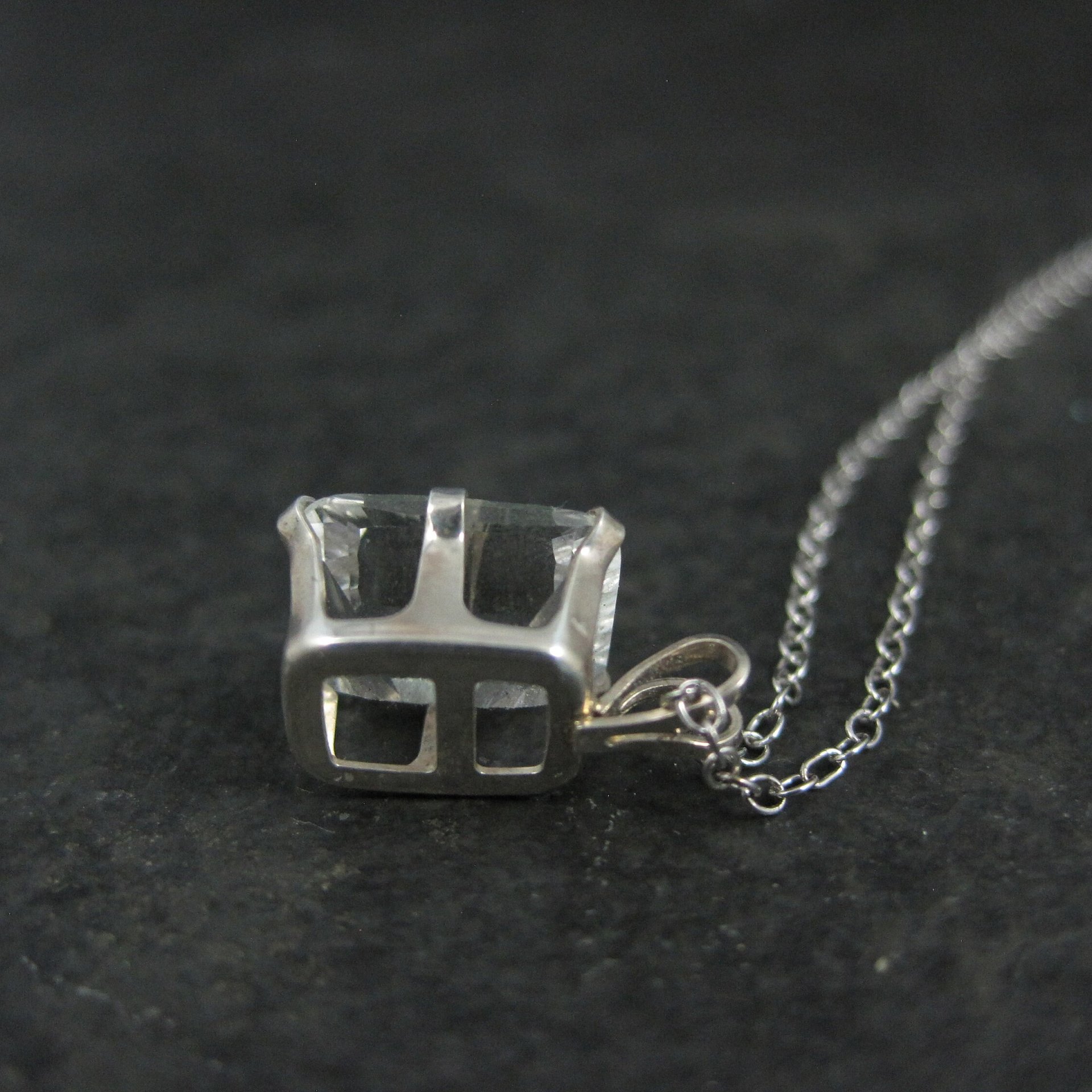 Simple Sterling White Topaz Solitaire Pendant Necklace