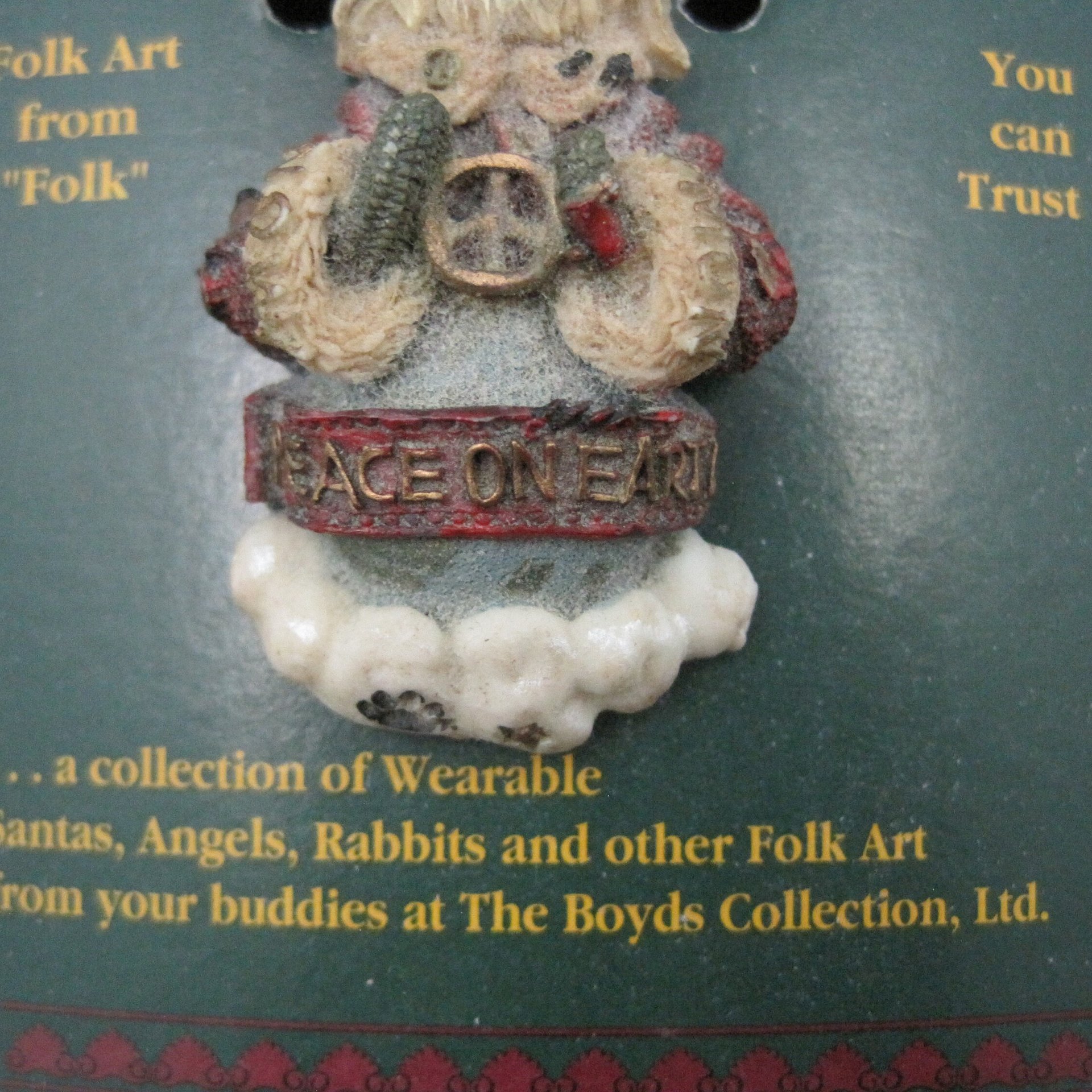 1995 Folk Art Santa Brooch Boyds Bears Folkwear NOS