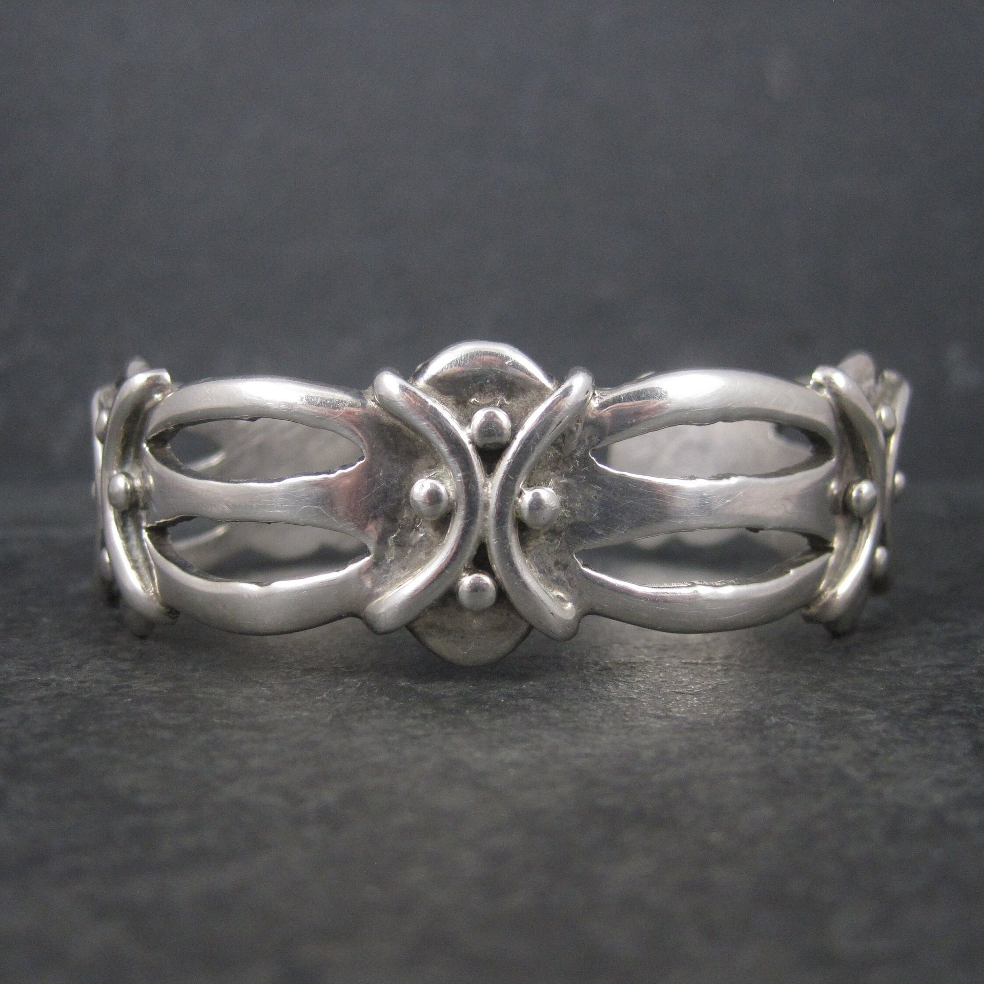 Vintage Mexican 980 Silver Cuff Bracelet 6.5 Inches