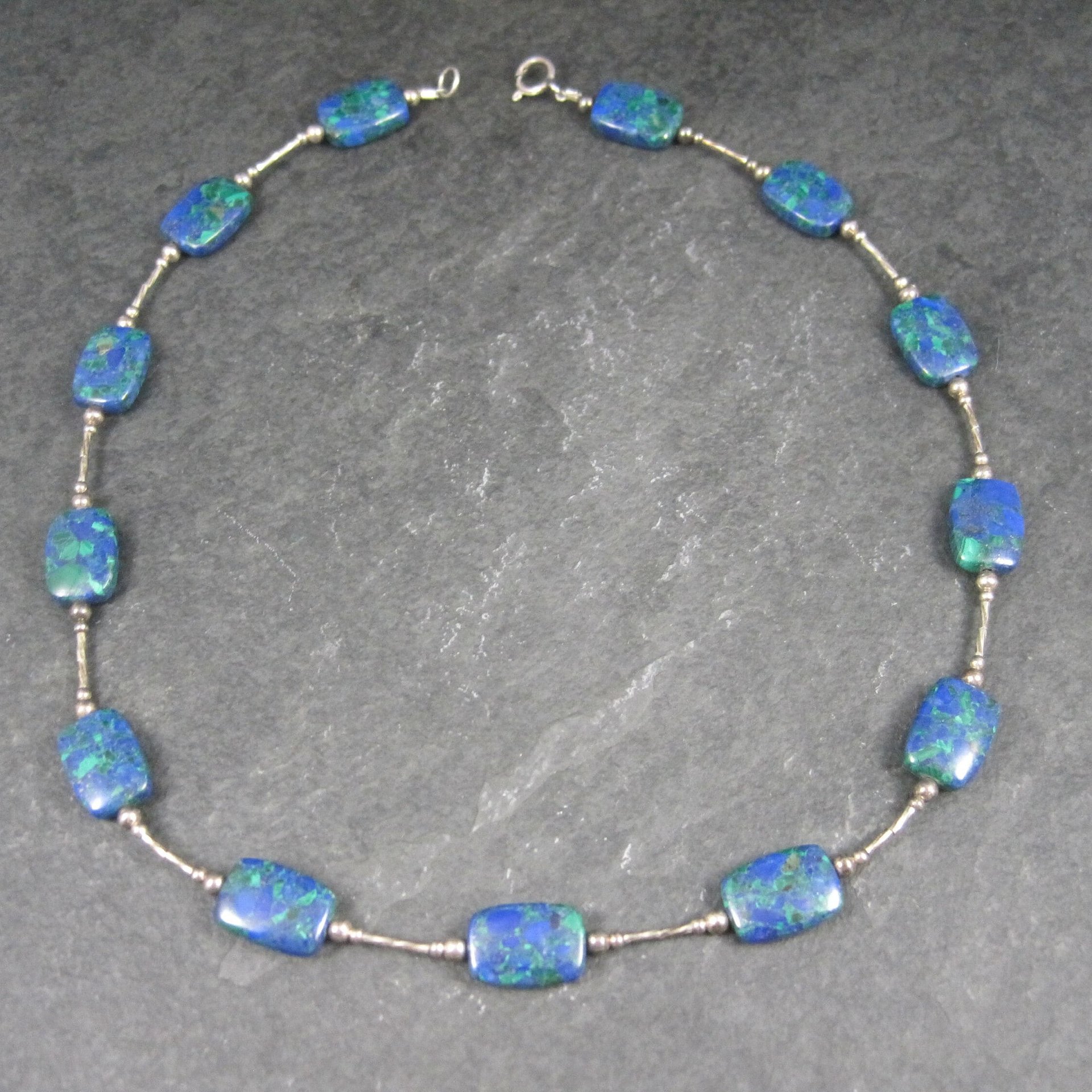 Vintage Sterling Southwestern Azurite Necklace 16 Inches
