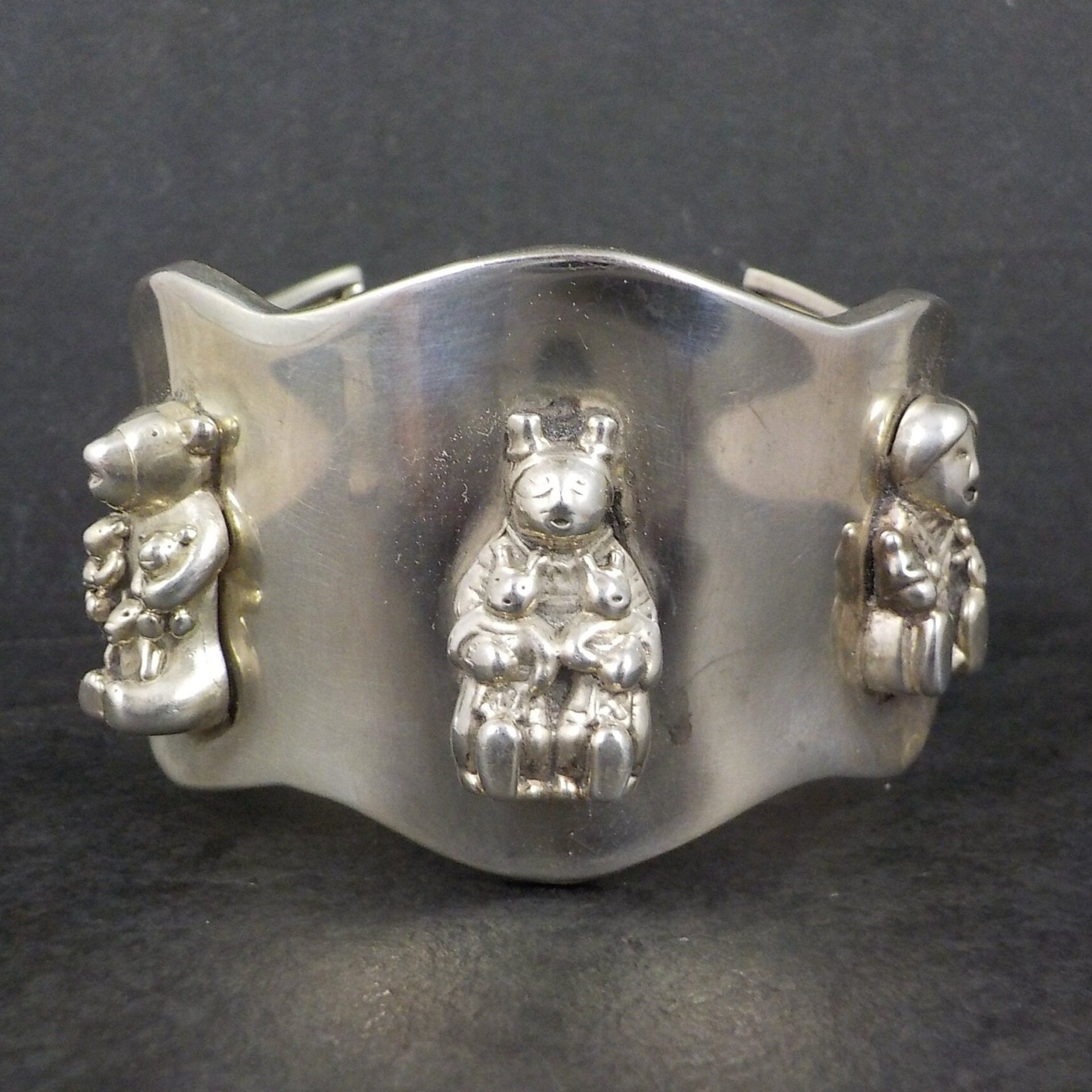 Sterling Storyteller Cuff Bracelet 6.5 Inches Acoma Pueblo Tony B Chino