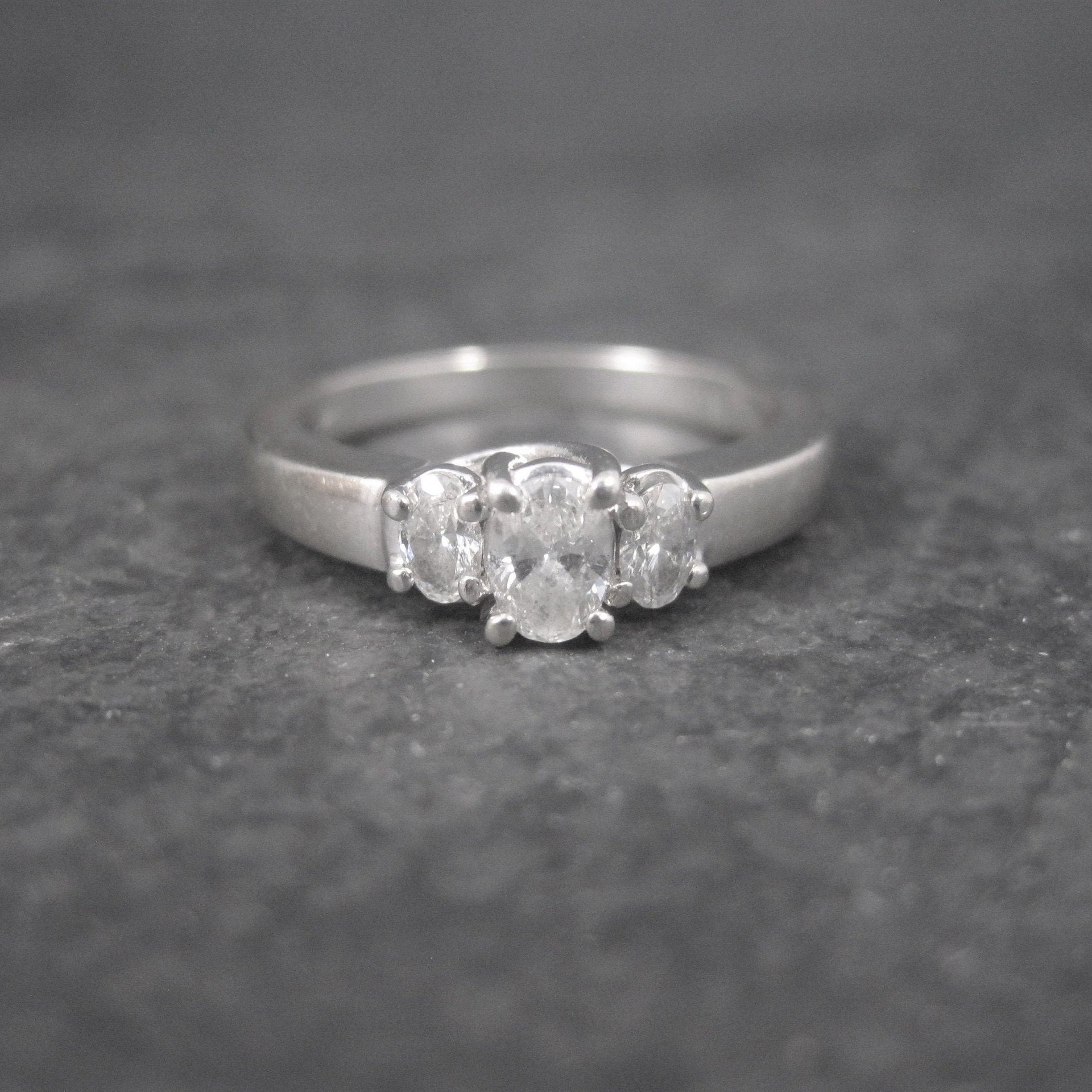 14K White Gold .50 Carat 3 Stone Diamond Ring Size 7