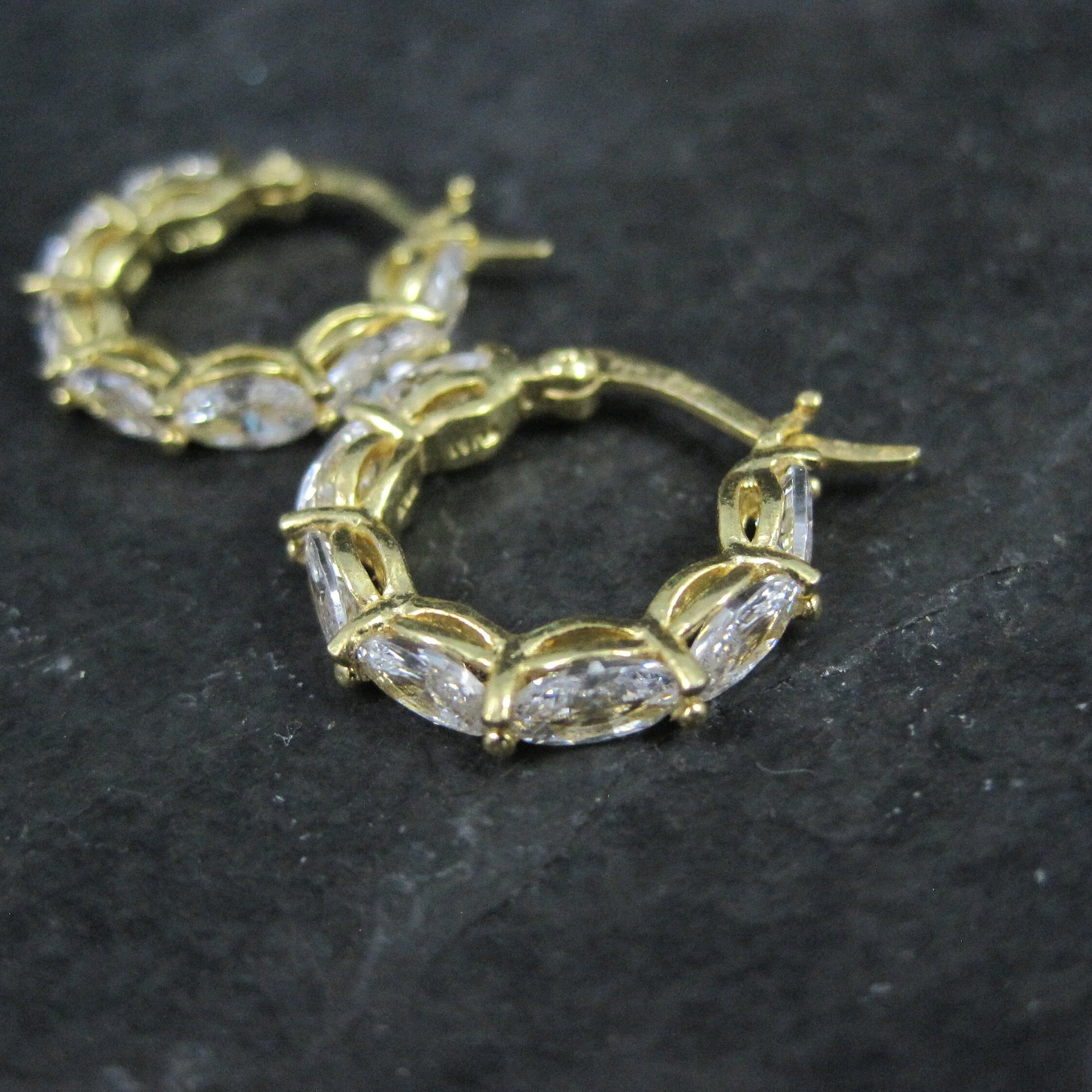 Small Vermeil Sterling Cz Latch Hoop Earrings
