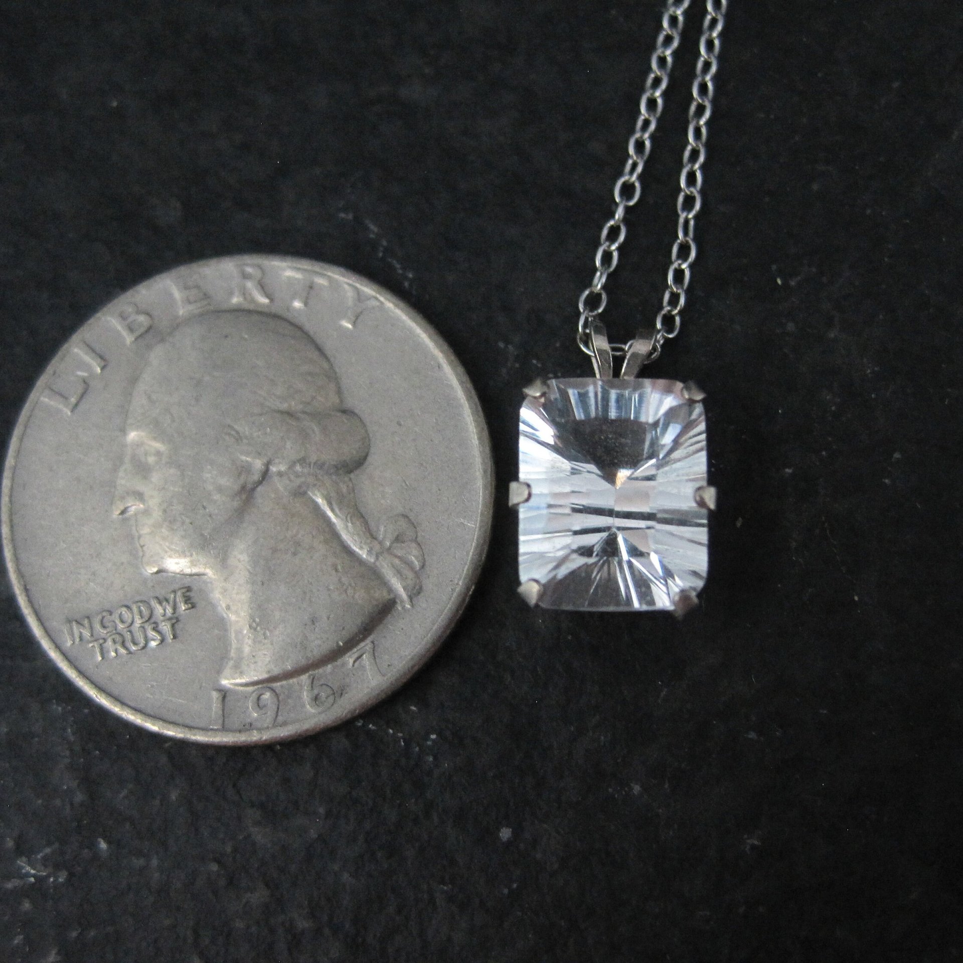 Simple Sterling White Topaz Solitaire Pendant Necklace