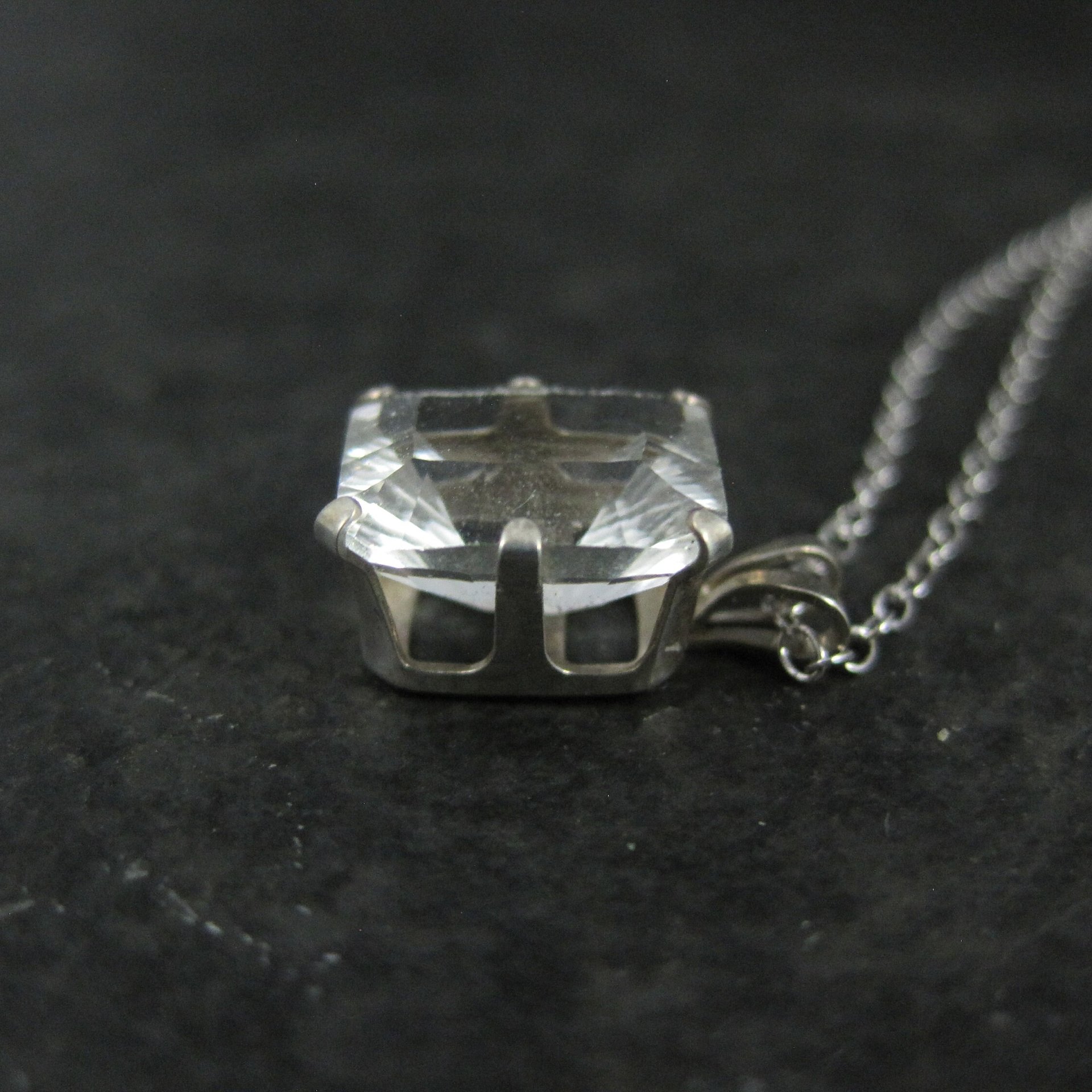 Simple Sterling White Topaz Solitaire Pendant Necklace