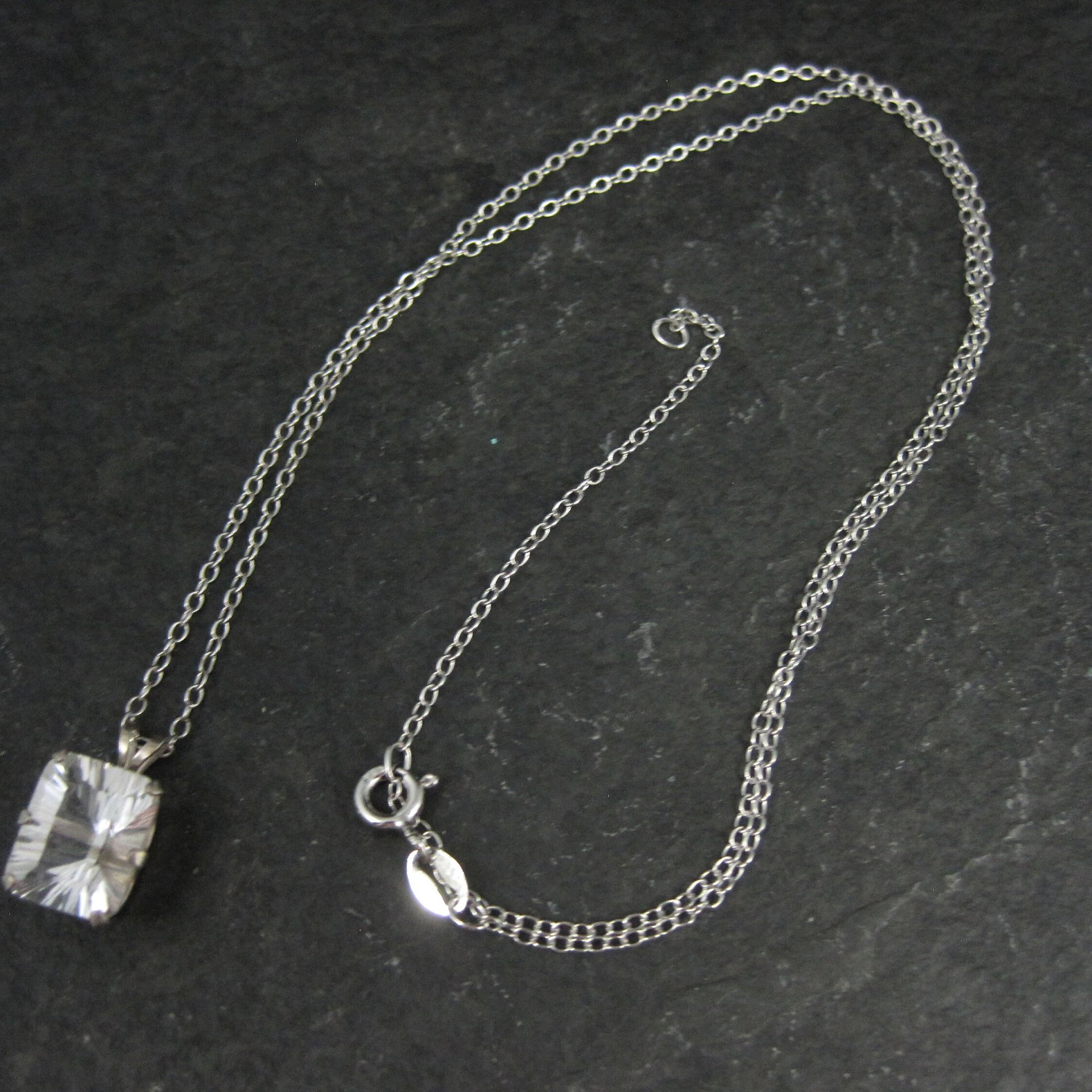 Simple Sterling White Topaz Solitaire Pendant Necklace